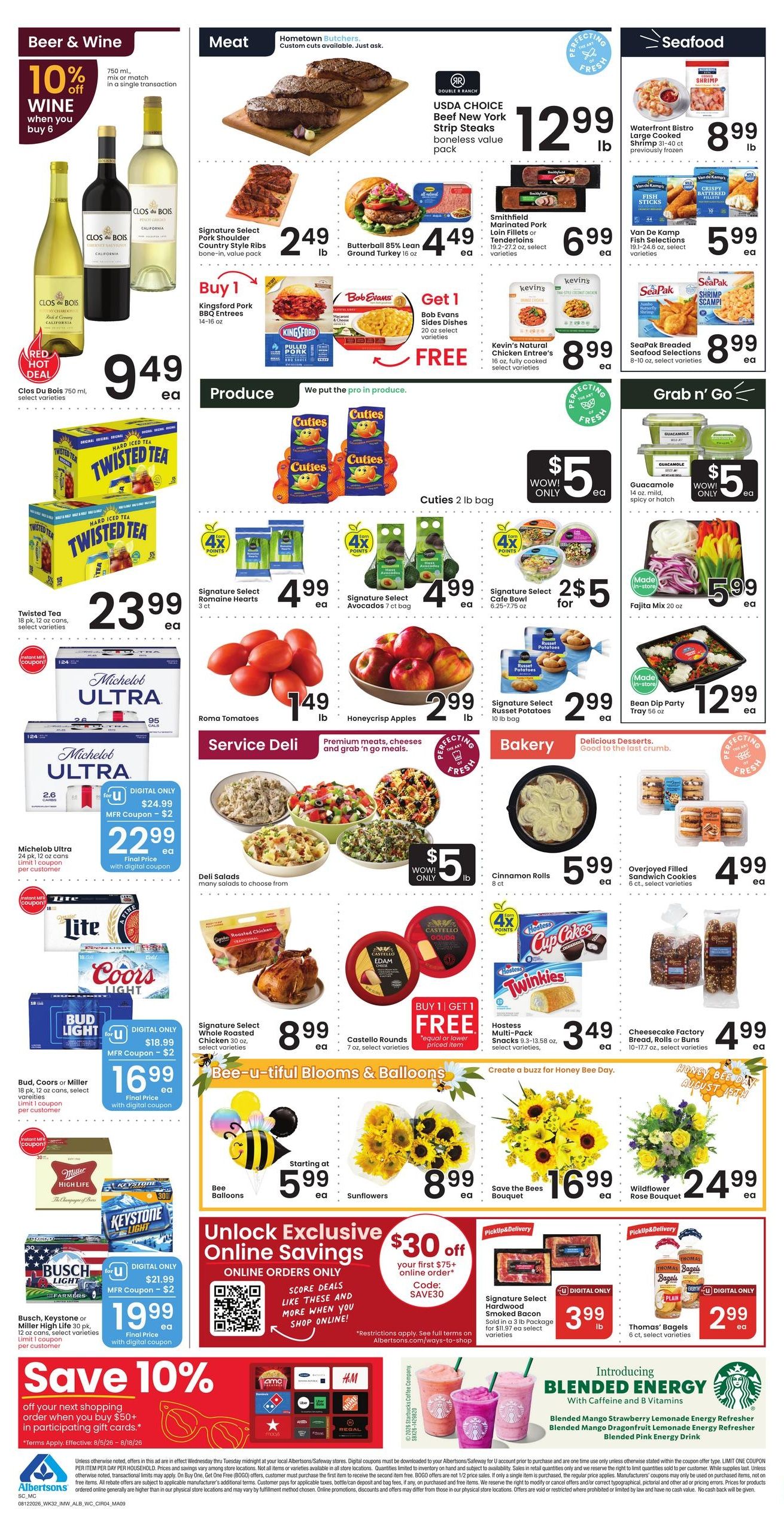 Albertsons (Browning Area, MT) Bonus Online Savings Weekly Ad August 12 - 18, 2026