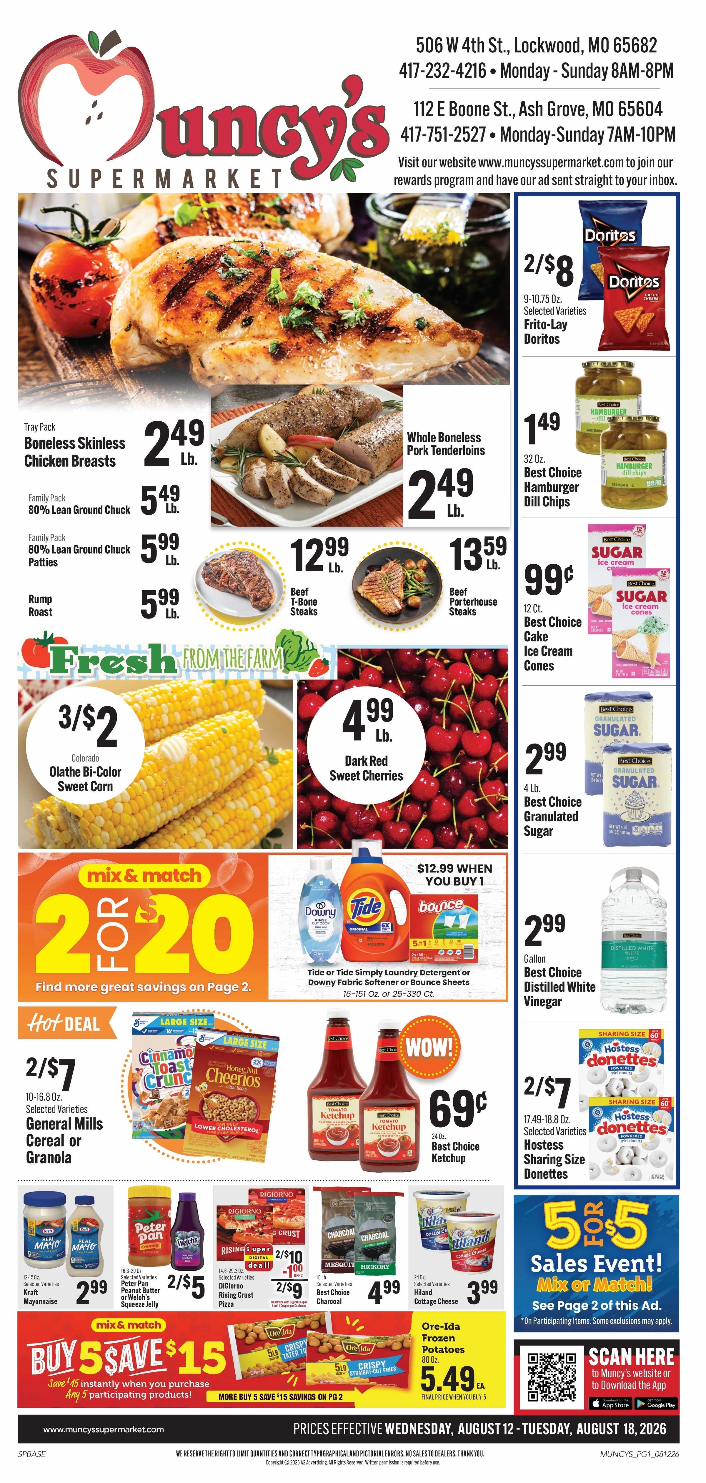 Muncy's Supermarket Great Savings - Great Deals Weekly Ad August 12 - 18, 2026