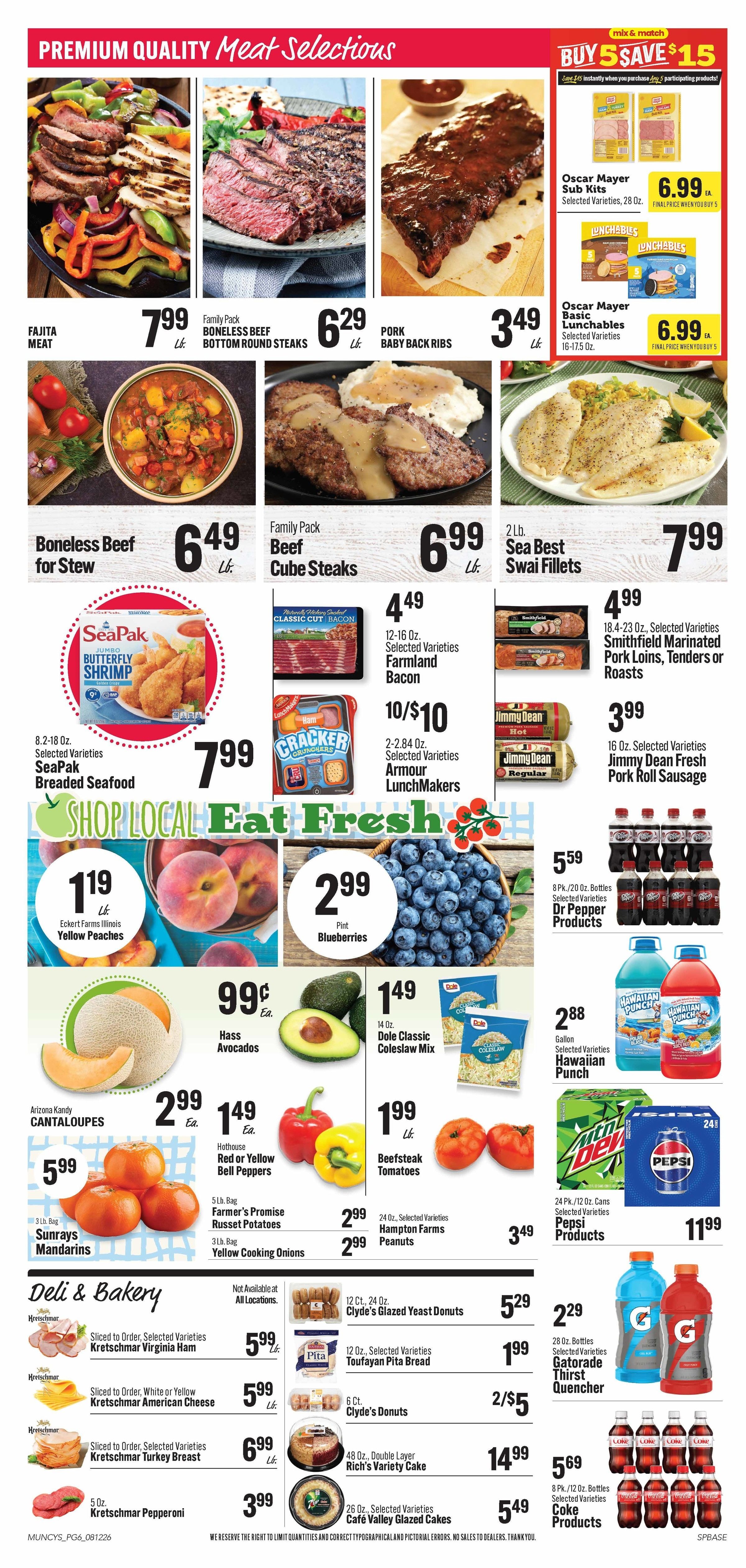 Muncy's Supermarket Great Savings - Great Deals Weekly Ad August 12 - 18, 2026
