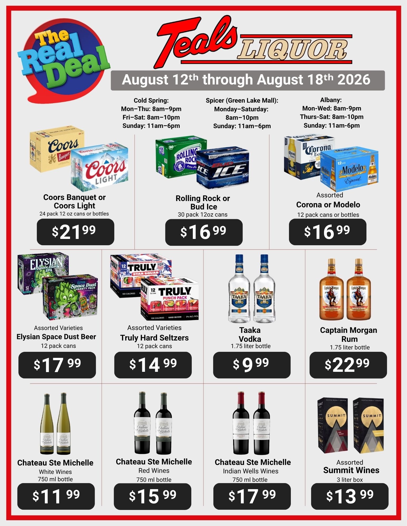 Teal's Market (Albany, Cold Spring and Spicer, MN) Weekly Ad August 12 - 18, 2026