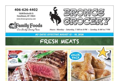 Bronc's Grocery Weekly Ad August 12 - 18, 2026