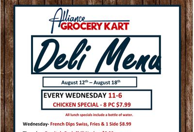 Alliance Grocery Kart Deli Menu Weekly Ad August 12 - 18, 2026