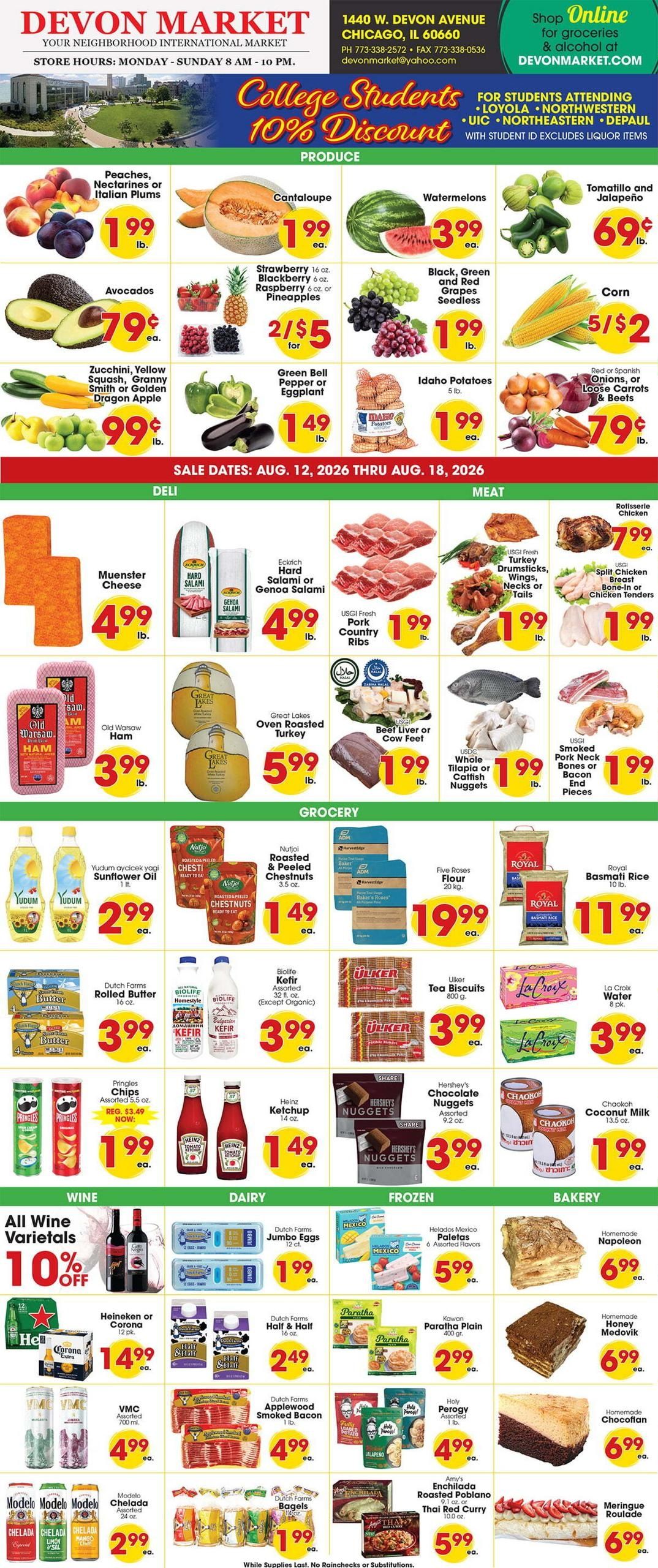 Devon Market (Chicago Area, IL) Weekly Ad August 12 - 18, 2026