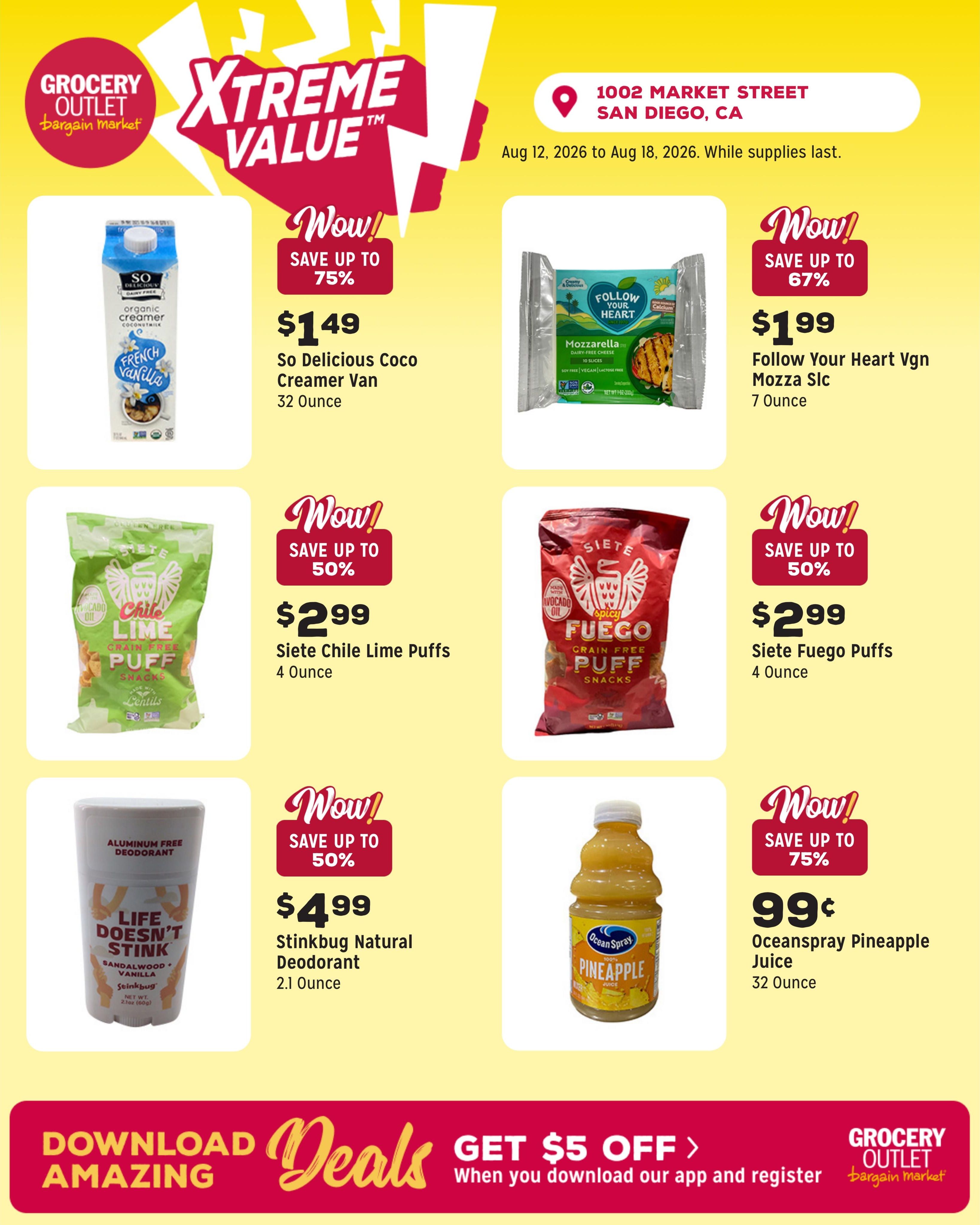 Grocery Outlet (San Diego–Coronado Area, CA) Weekly Ad August 12 - 18, 2026