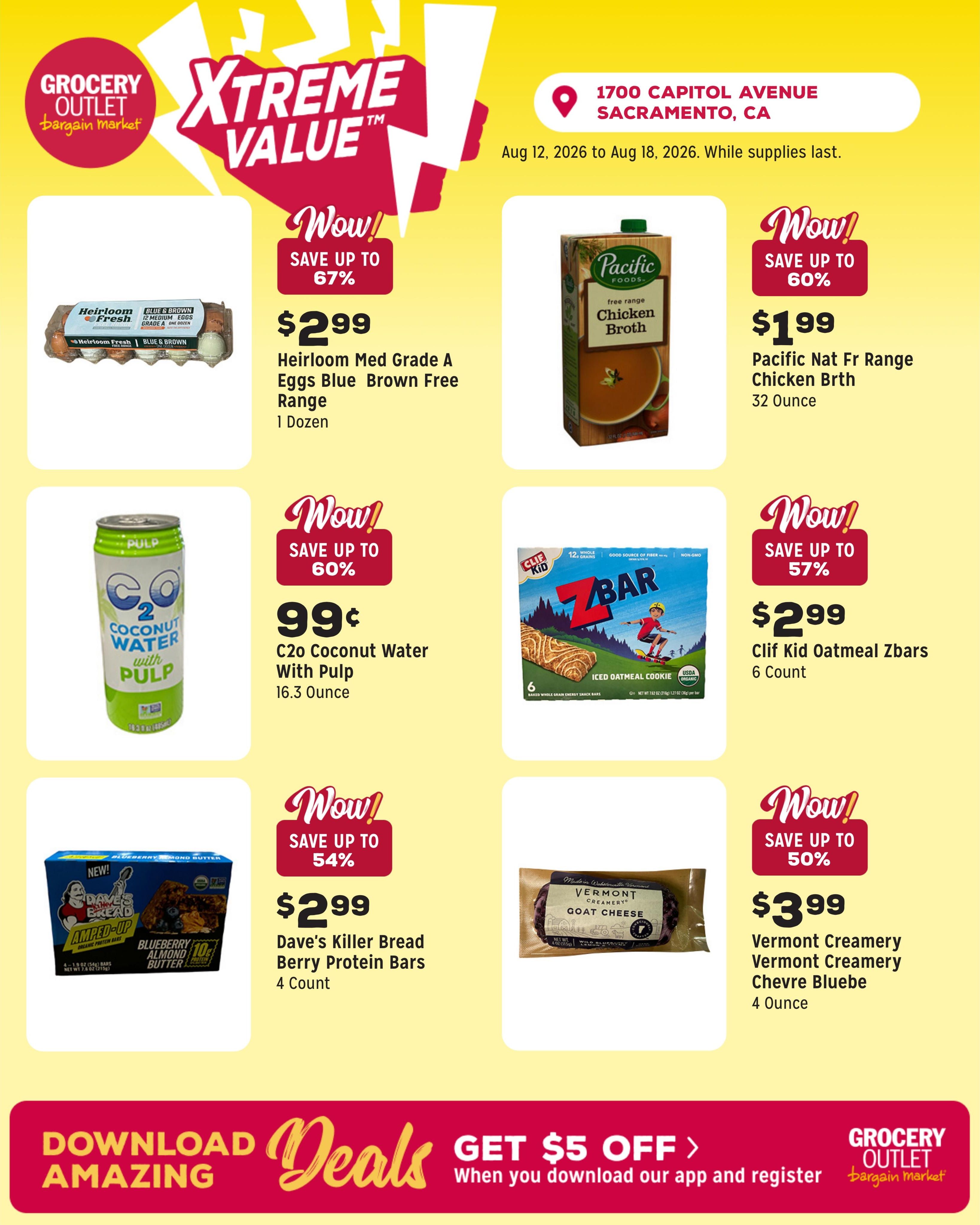 Grocery Outlet (Sacramento Area, CA) Weekly Ad August 12 - 18, 2026