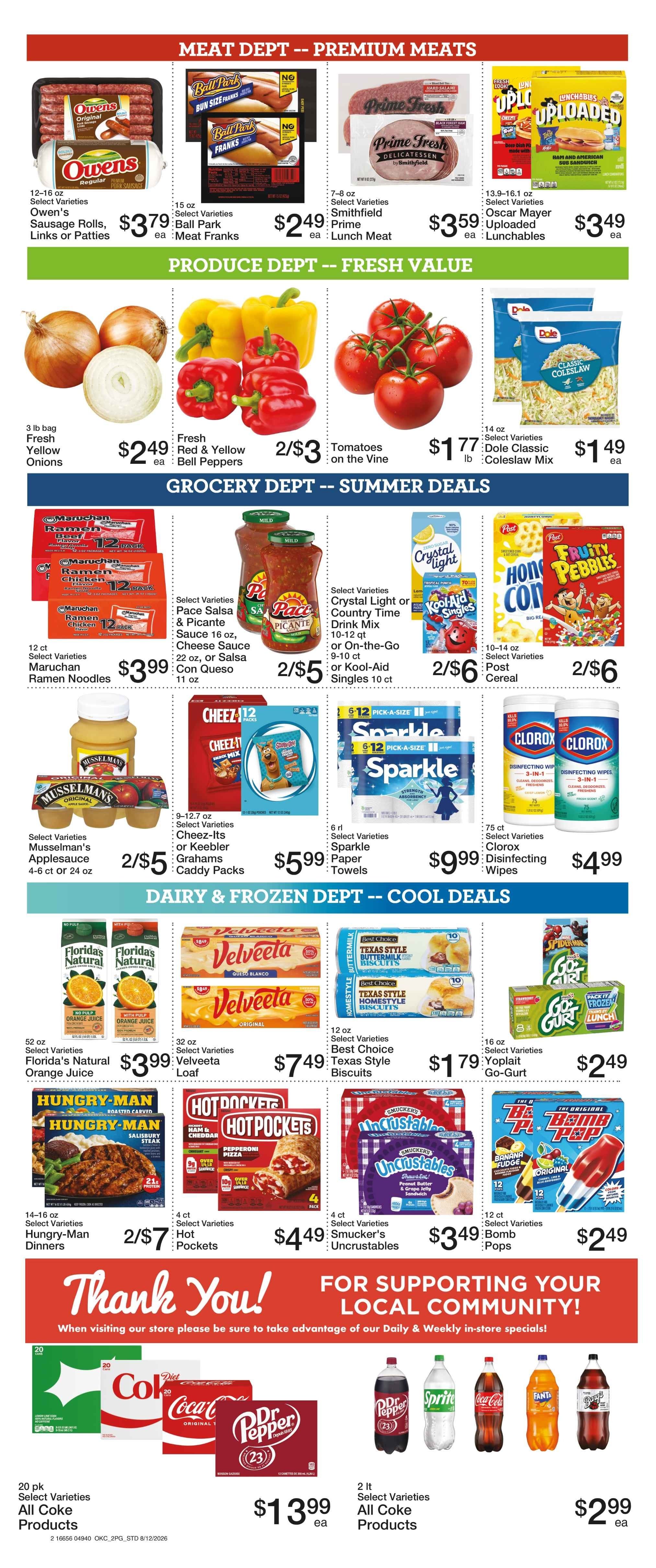 Hometown Foods Crescent Back to School SAVINGS! Weekly Ad August 12 - 18, 2026