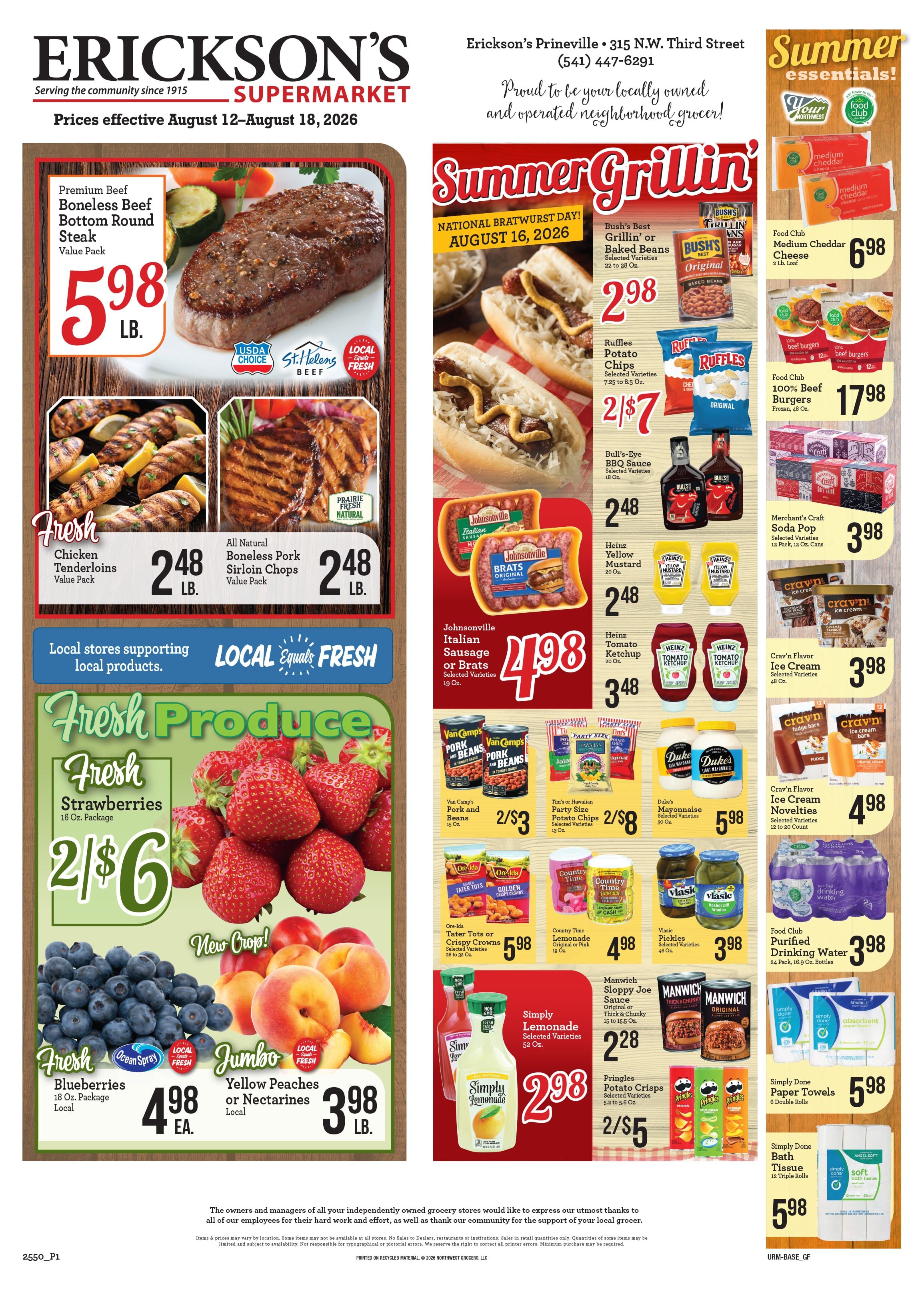 Erickson's Thriftway Weekly Ad August 12 - 18, 2026
