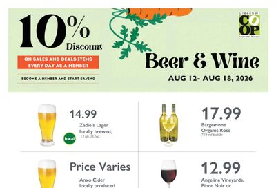 Greenbelt Co-op Supermarket and Pharmacy Beer and Wine Weekly Ad August 12 - 18, 2026