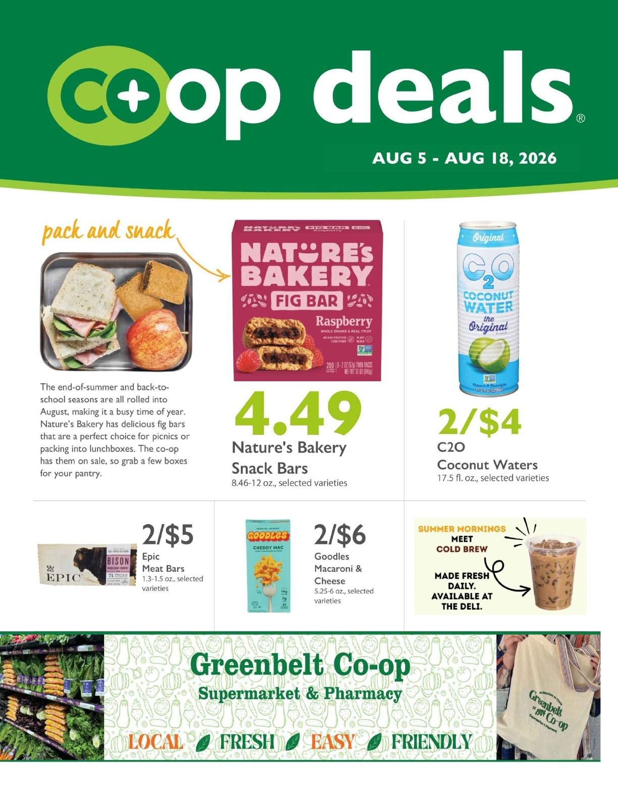 Greenbelt Co-op Supermarket and Pharmacy Co+op Deals Weekly Ad August 5 - 18, 2026