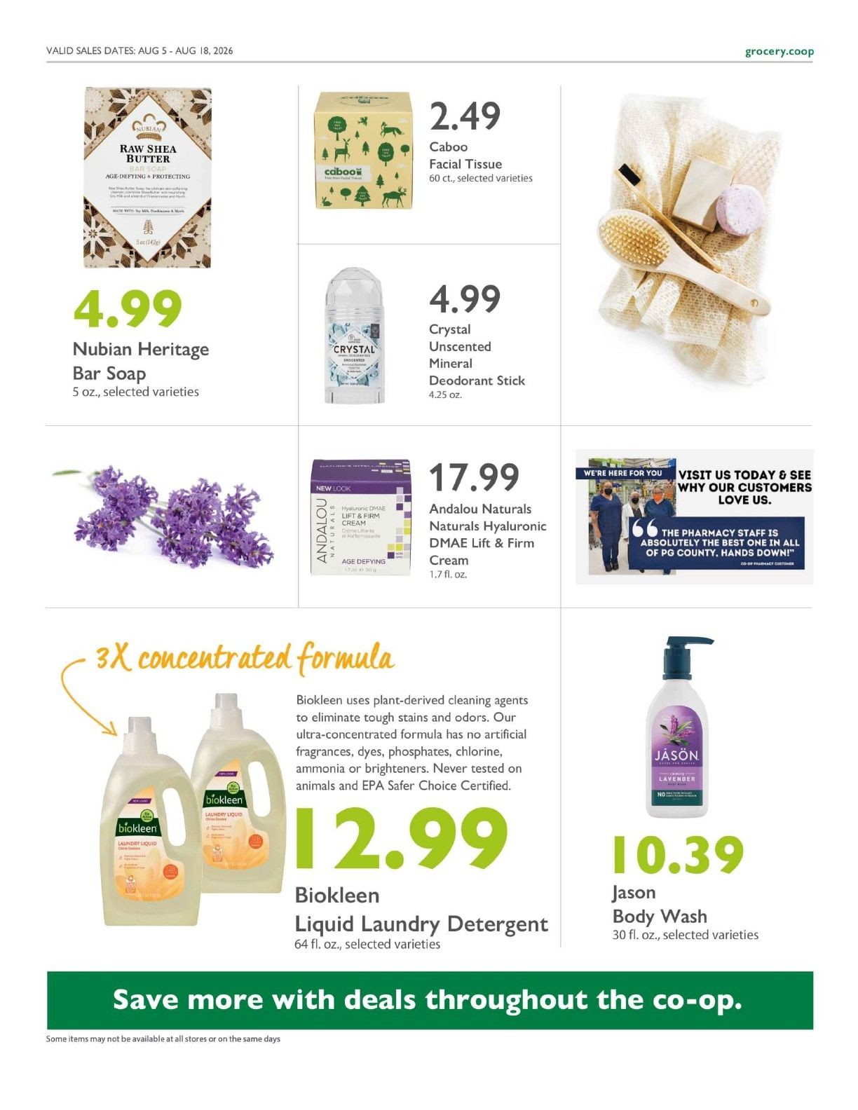 Greenbelt Co-op Supermarket and Pharmacy Co+op Deals Weekly Ad August 5 - 18, 2026
