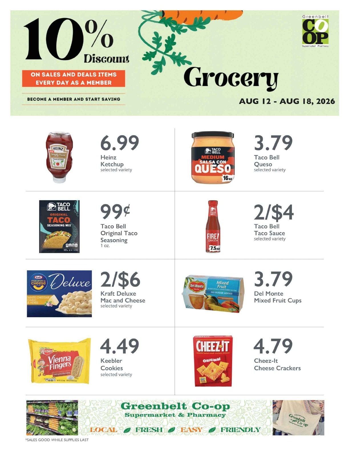 Greenbelt Co-op Supermarket and Pharmacy Grocery Weekly Ad August 12 - 18, 2026