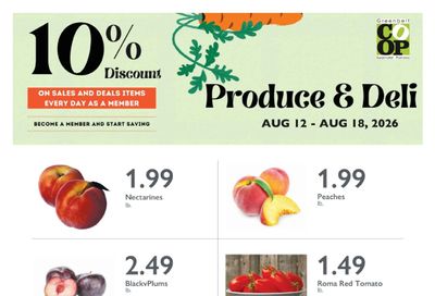Greenbelt Co-op Supermarket and Pharmacy Produce and Deli Weekly Ad August 12 - 18, 2026