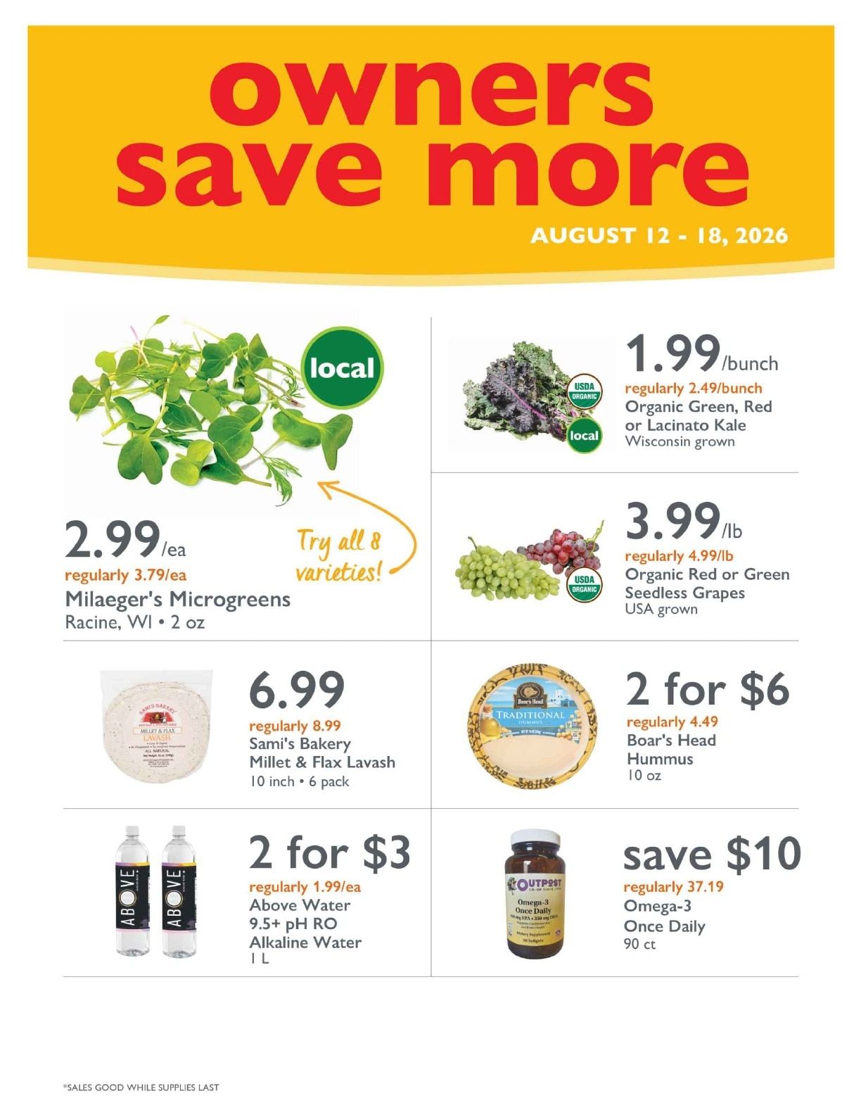 Outpost Natural Foods Co-op Owner Deals Weekly Ad August 12 - 18, 2026