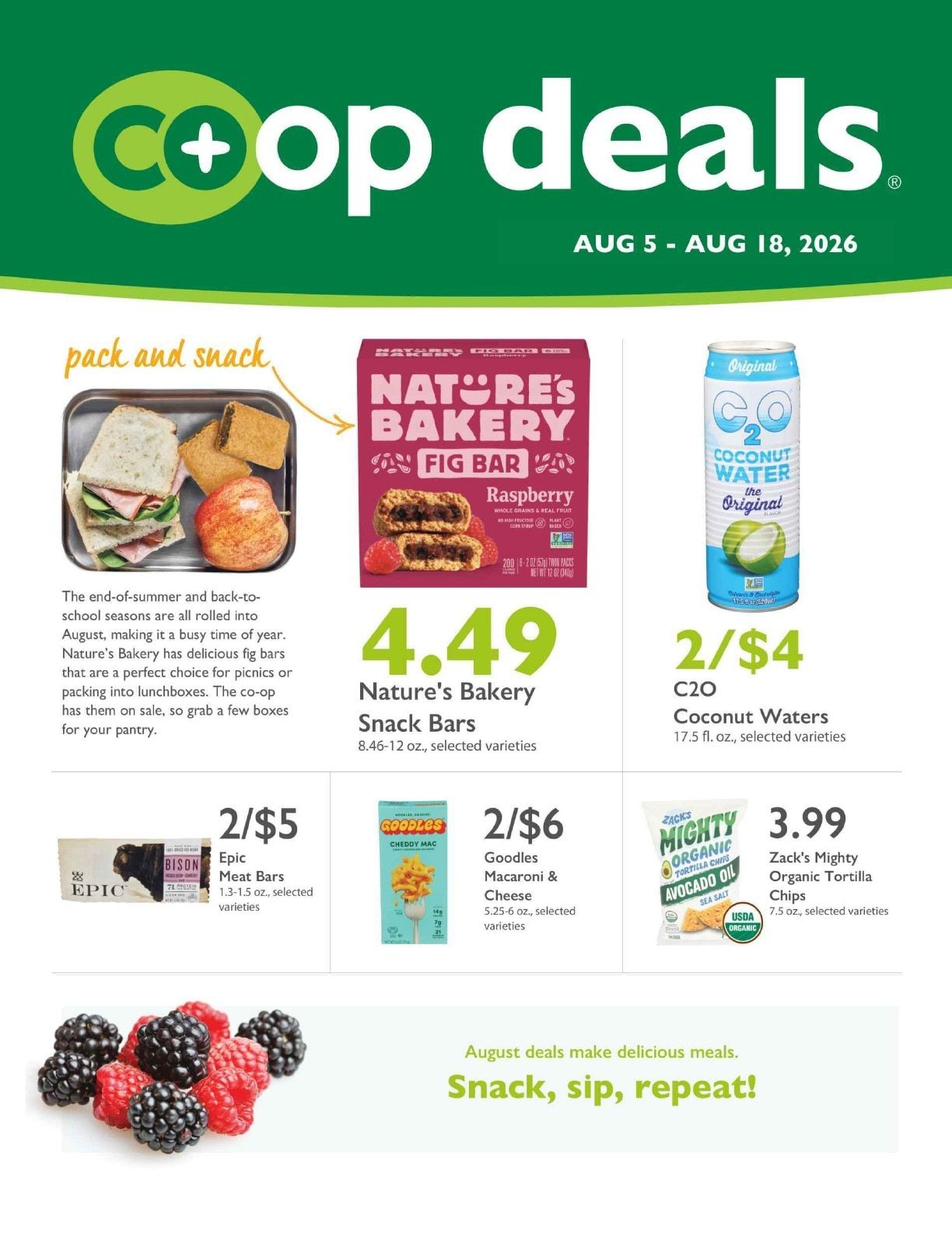 Natural Harvest Food Co-op Co+op Deals Weekly Ad August 5 - 18, 2026