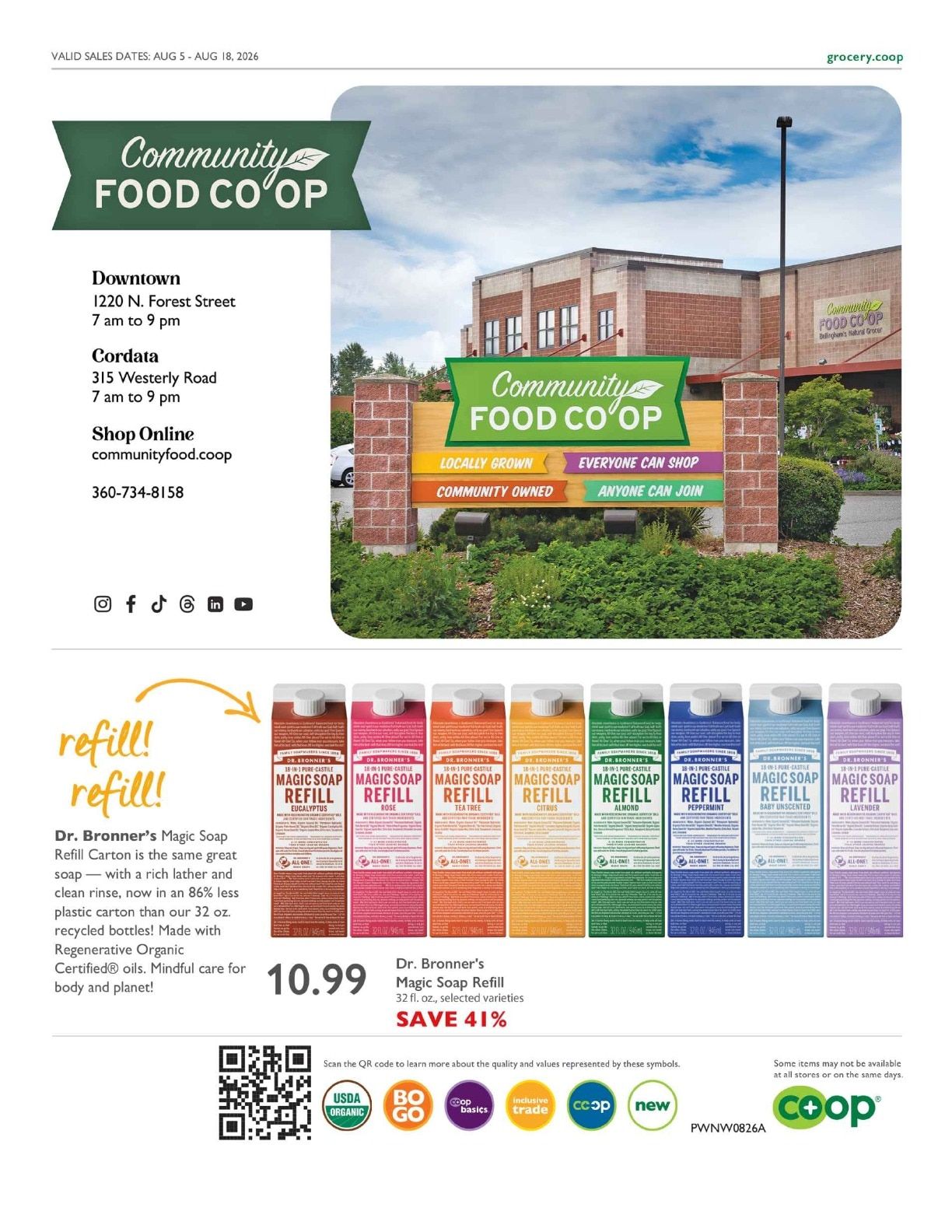 Community Food Co-op - Bellingham Co+op Deals Weekly Ad August 5 - 18, 2026