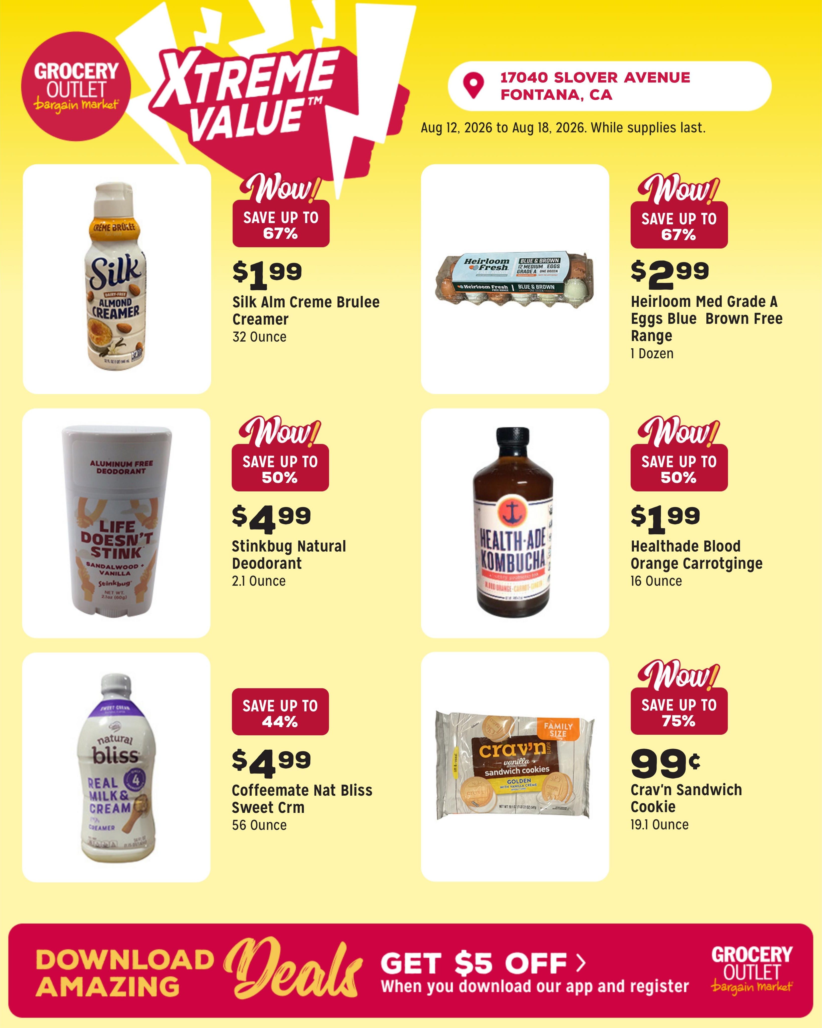 Grocery Outlet (Fontana Area, CA) Weekly Ad August 12 - 18, 2026