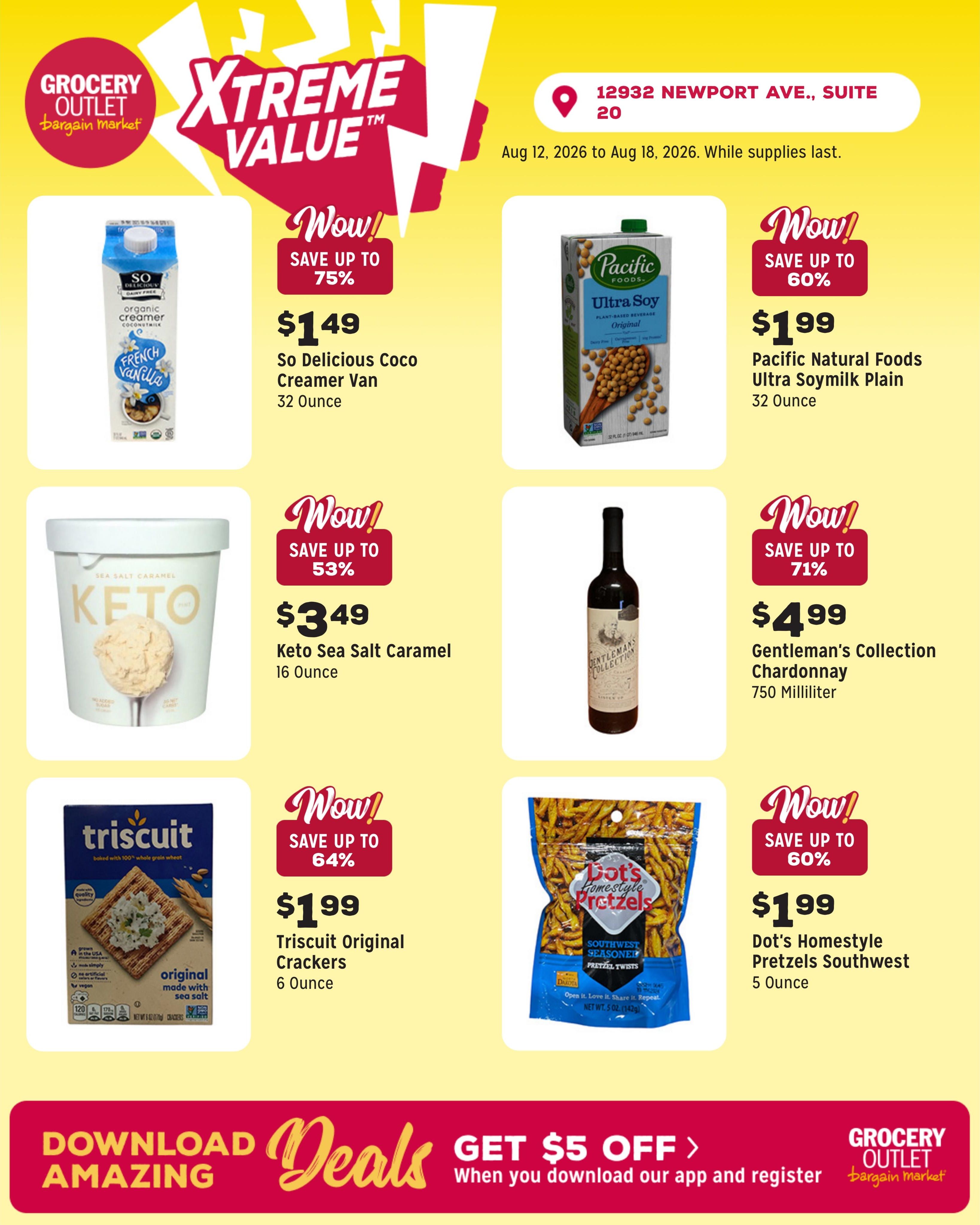 Grocery Outlet (Irvine–Tustin Area, CA) Weekly Ad August 12 - 18, 2026