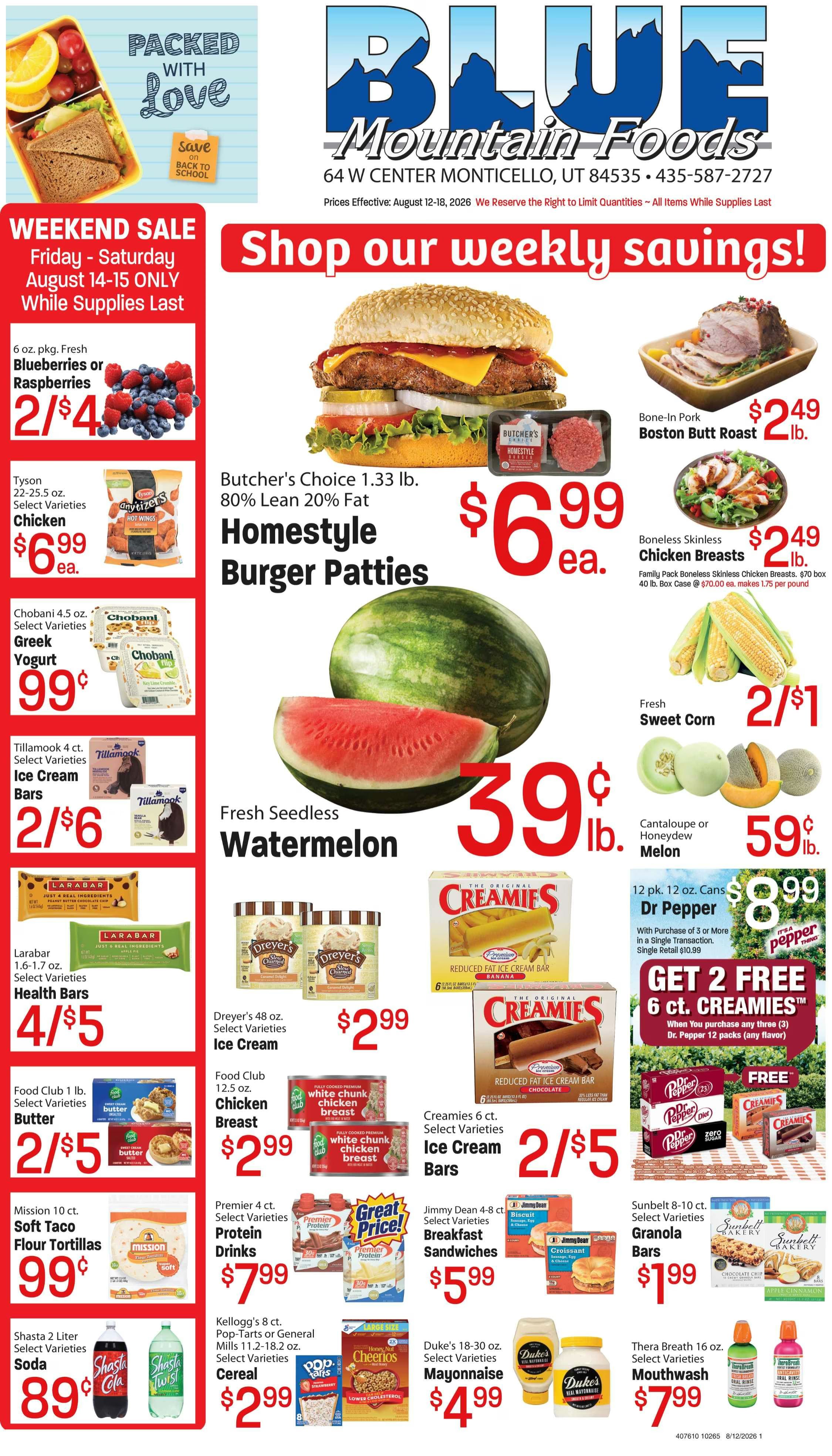 Blue Mountain Foods (64 W Center St, Monticello, UT) Weekly Ad August 12 - 18, 2026