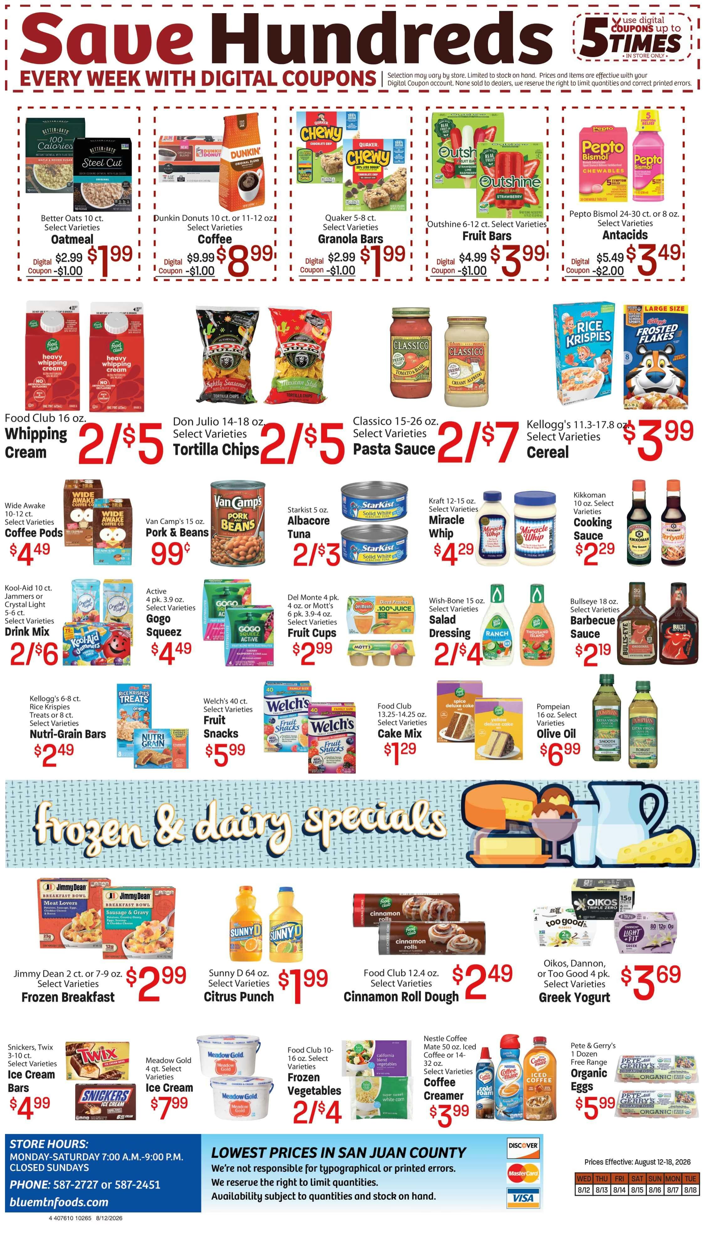 Blue Mountain Foods (64 W Center St, Monticello, UT) Weekly Ad August 12 - 18, 2026
