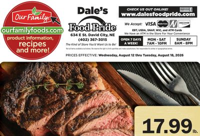 Dale's Food Pride (634 E St, David City, NE) Weekly Ad August 12 - 18, 2026