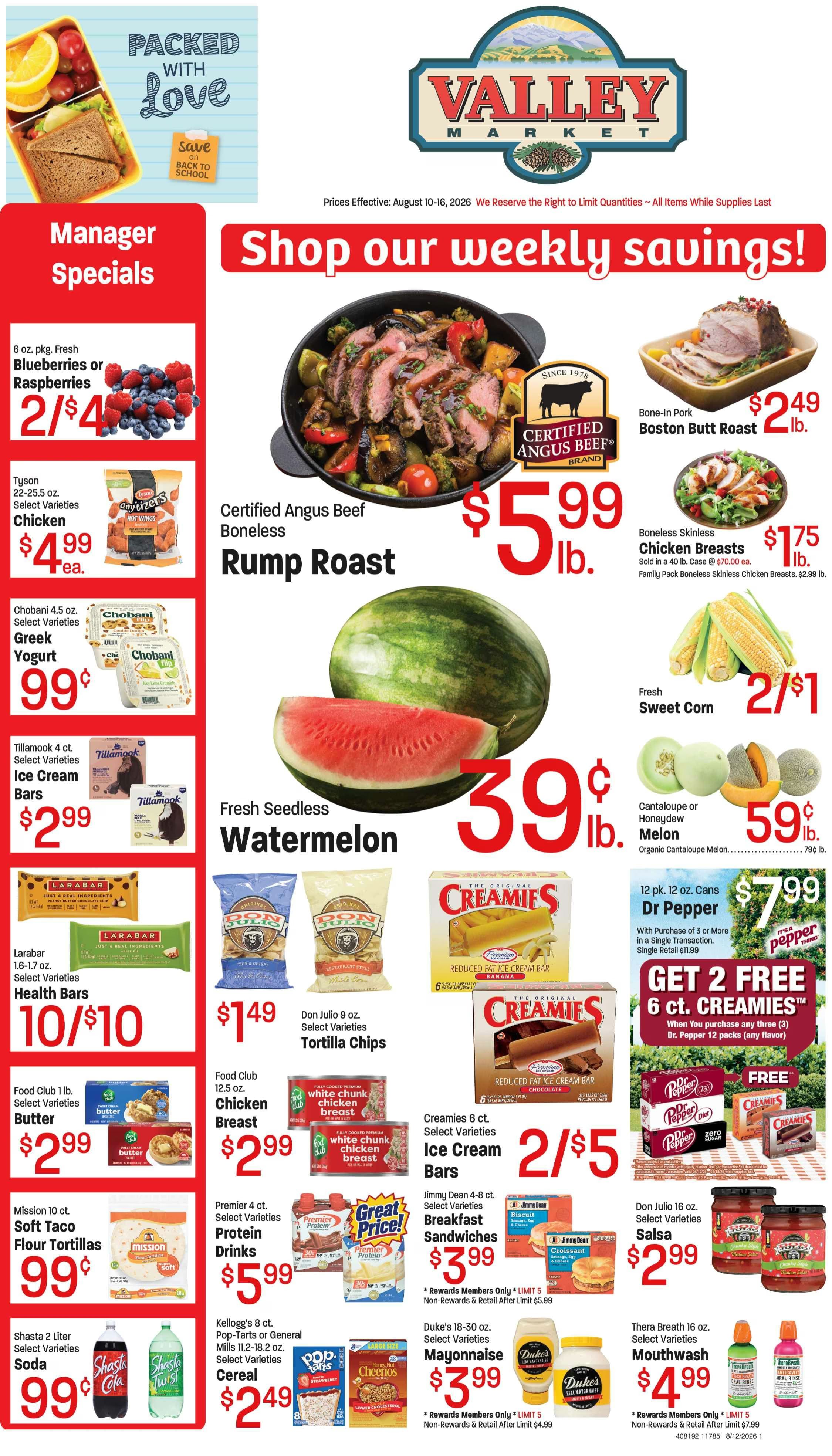 Eden Valley Market (2555 Wolf Creek Dr., Eden, UT) Weekly Ad August 10 - 16, 2026