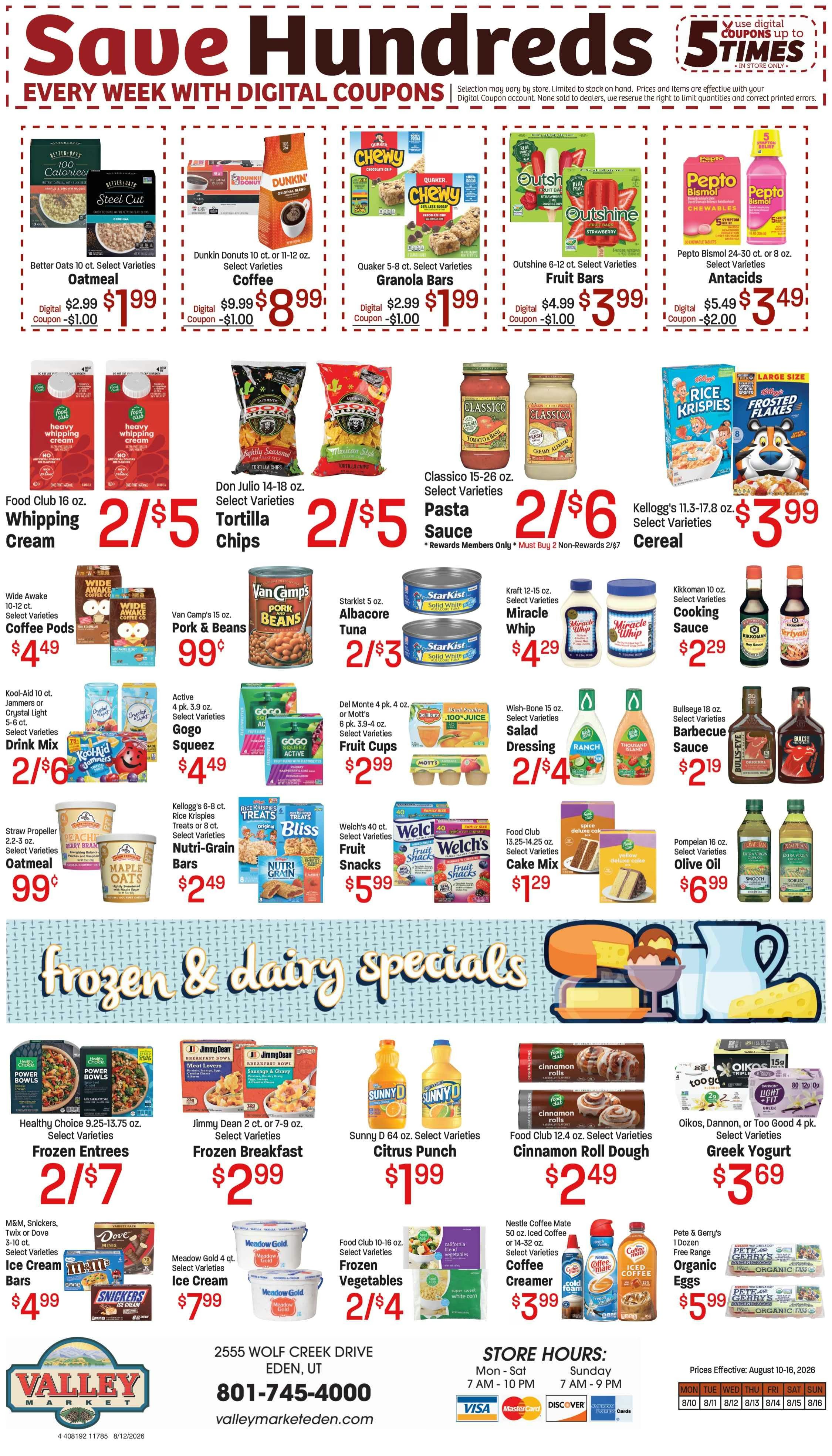 Eden Valley Market (2555 Wolf Creek Dr., Eden, UT) Weekly Ad August 10 - 16, 2026