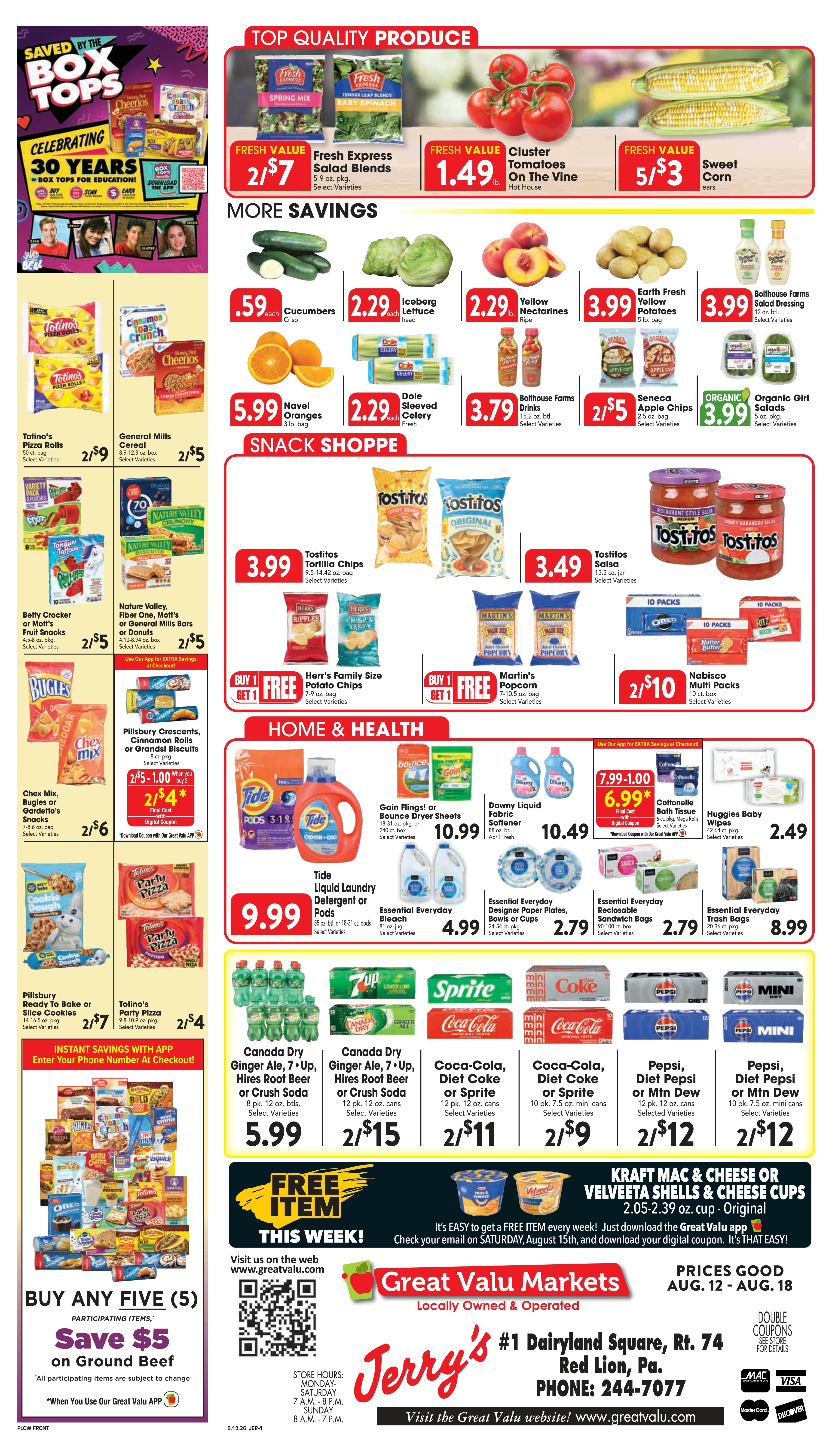 Jerry's Great Valu (1 Dairyland Square, Red Lion, PA) Weekly Ad August 12 - 18, 2026