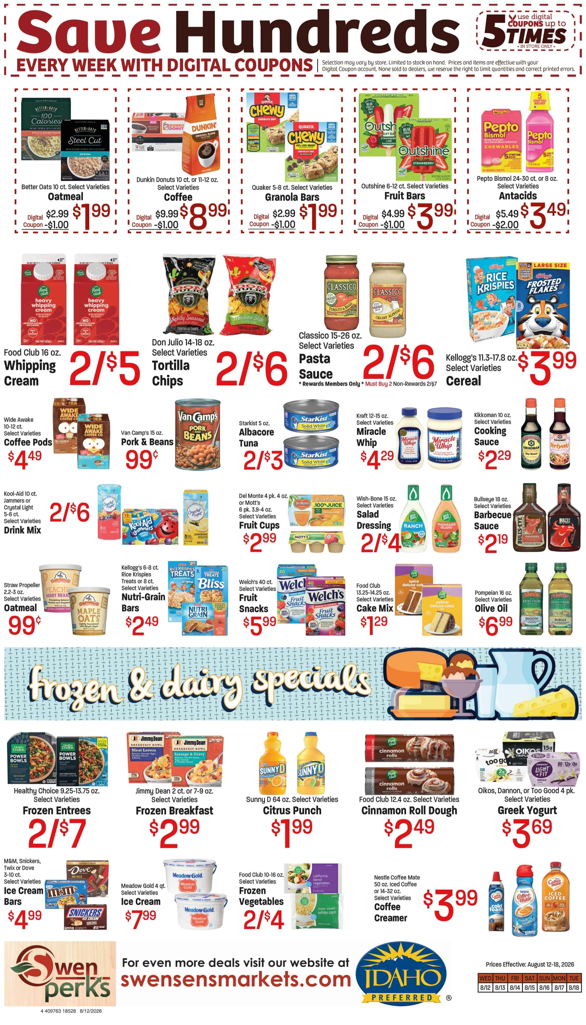 Swensen's Markets (Paul, ID) Weekly Ad August 12 - 18, 2026