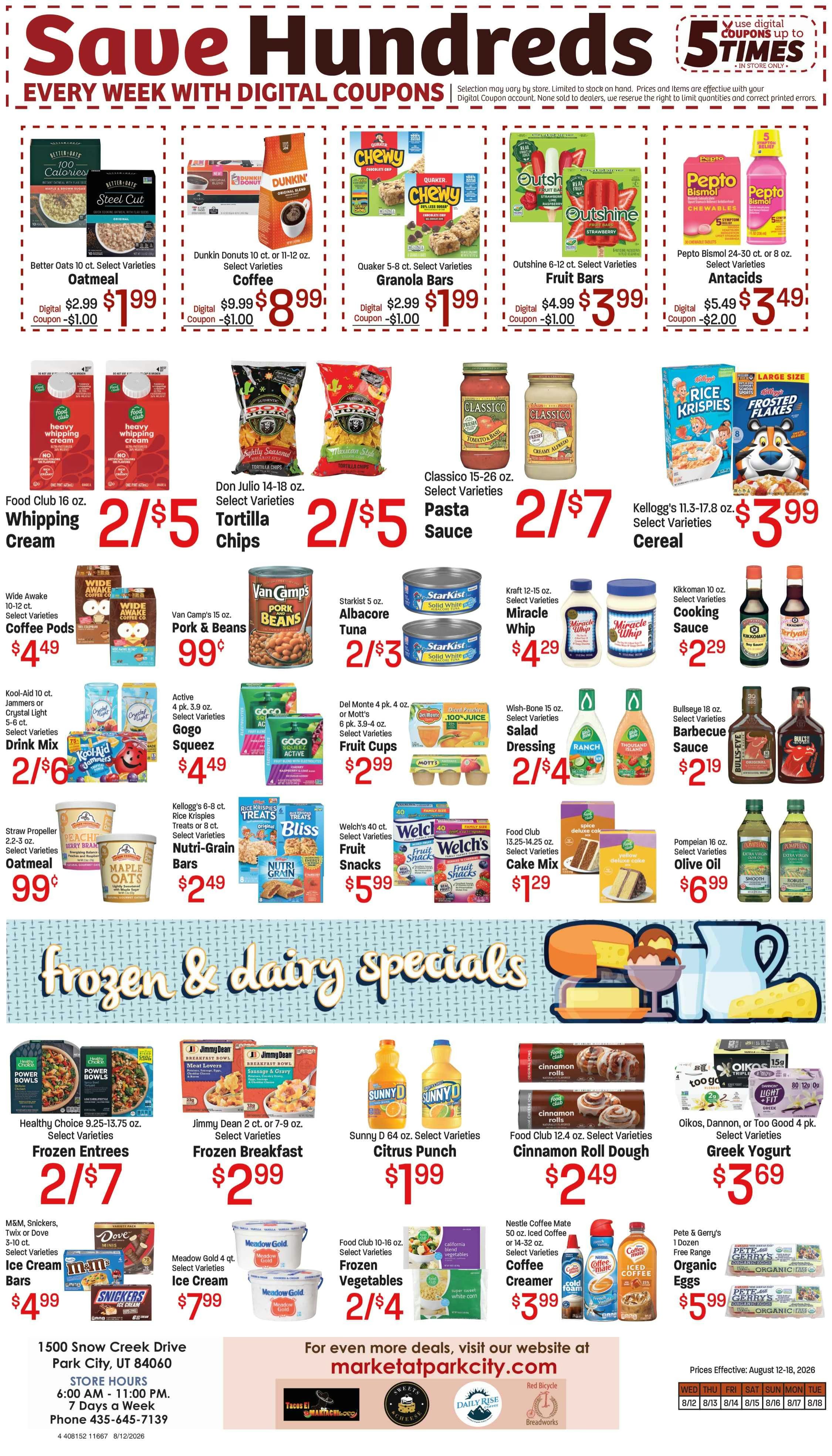 The Market at Park City (1500 Snow Creek Drive, Park City, UT) Weekly Ad August 12 - 18, 2026