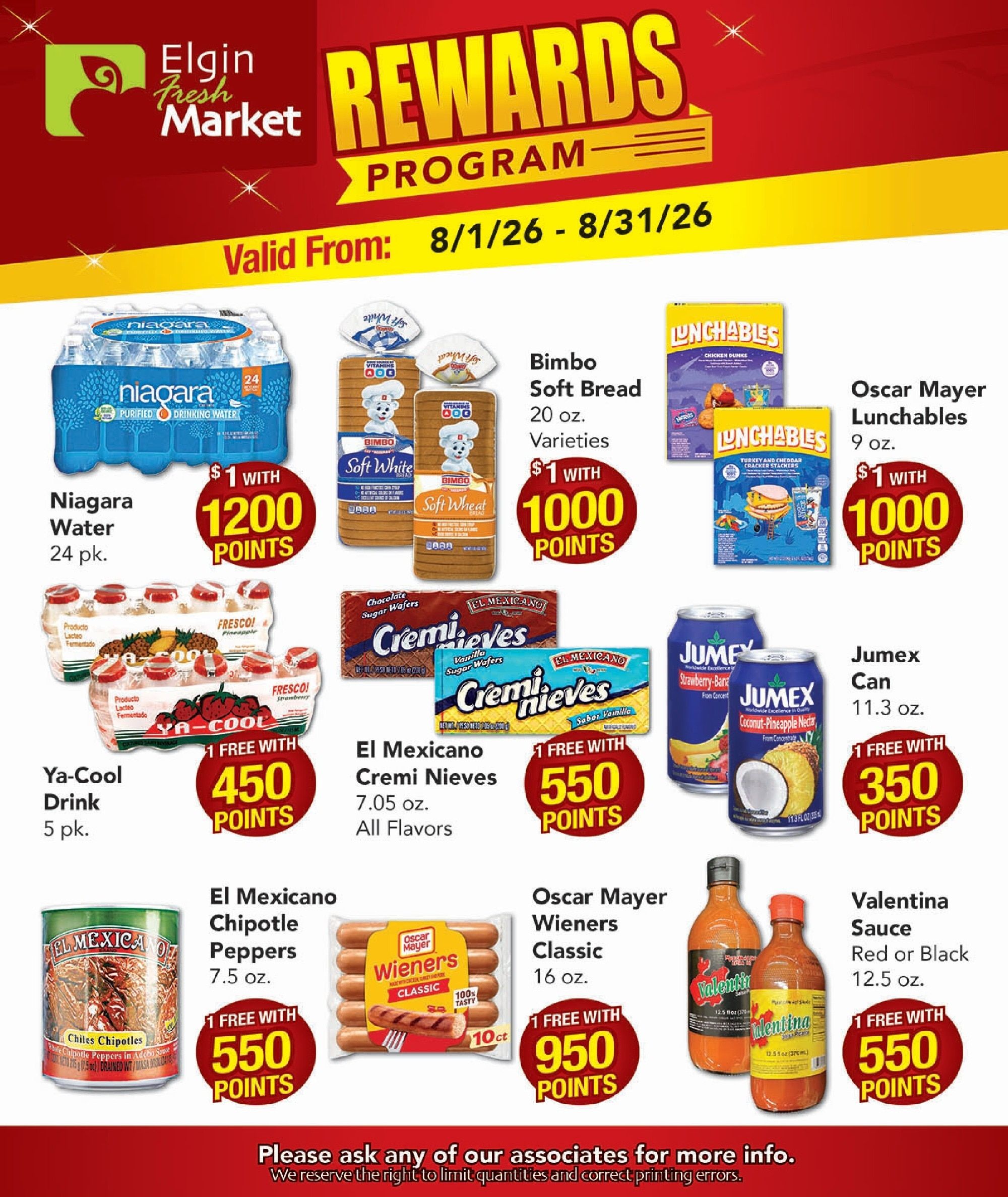 Elgin Fresh Market Monthly Rewards Weekly Ad August 1 - 31, 2026