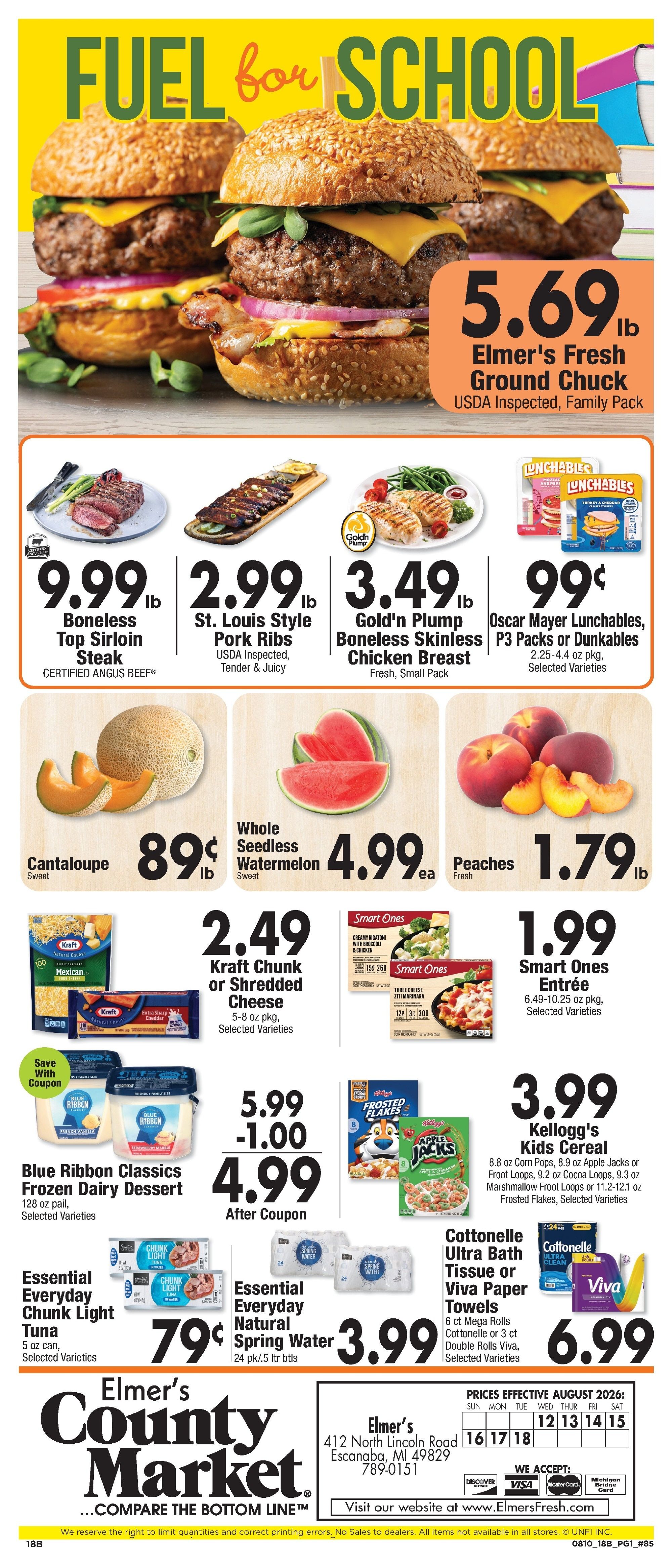 Elmer's County Market Weekly Ad August 12 - 18, 2026