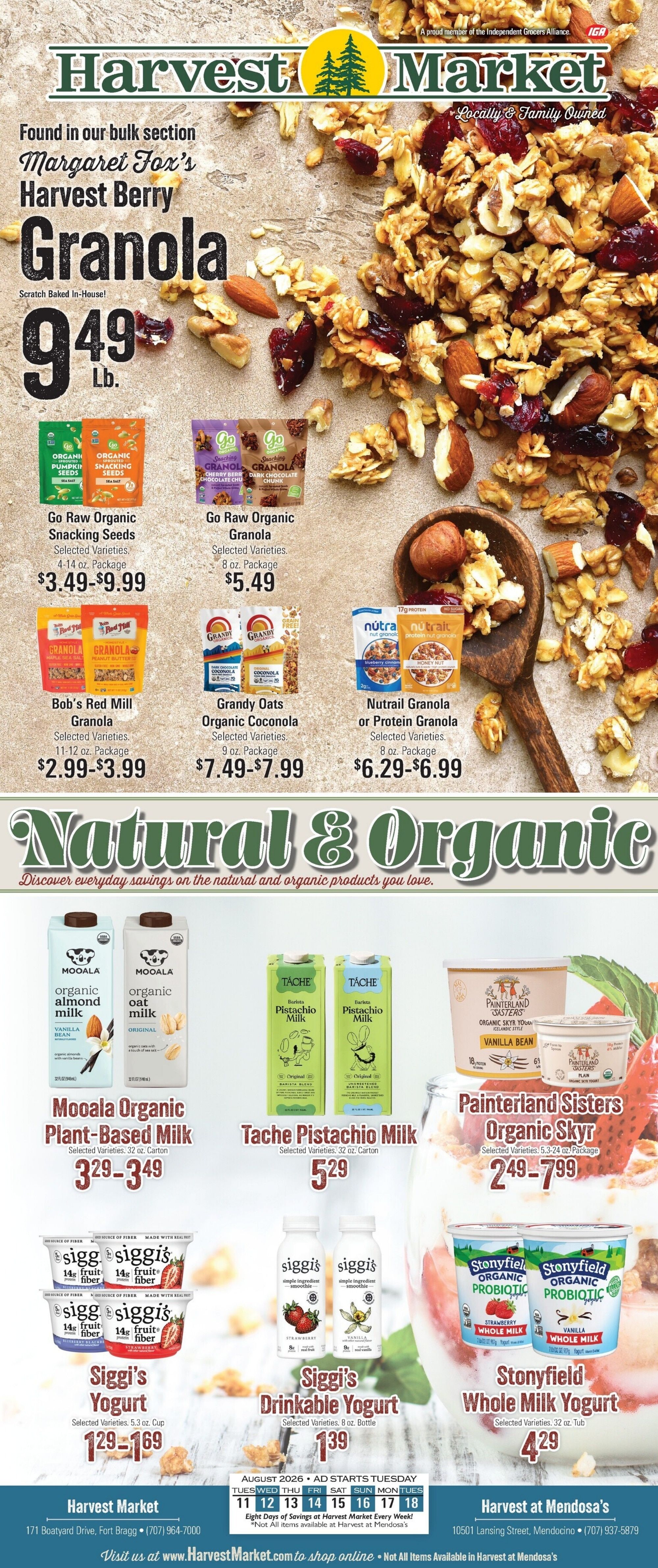 Harvest Market Fort Bragg Weekly Ad August 11 - 18, 2026