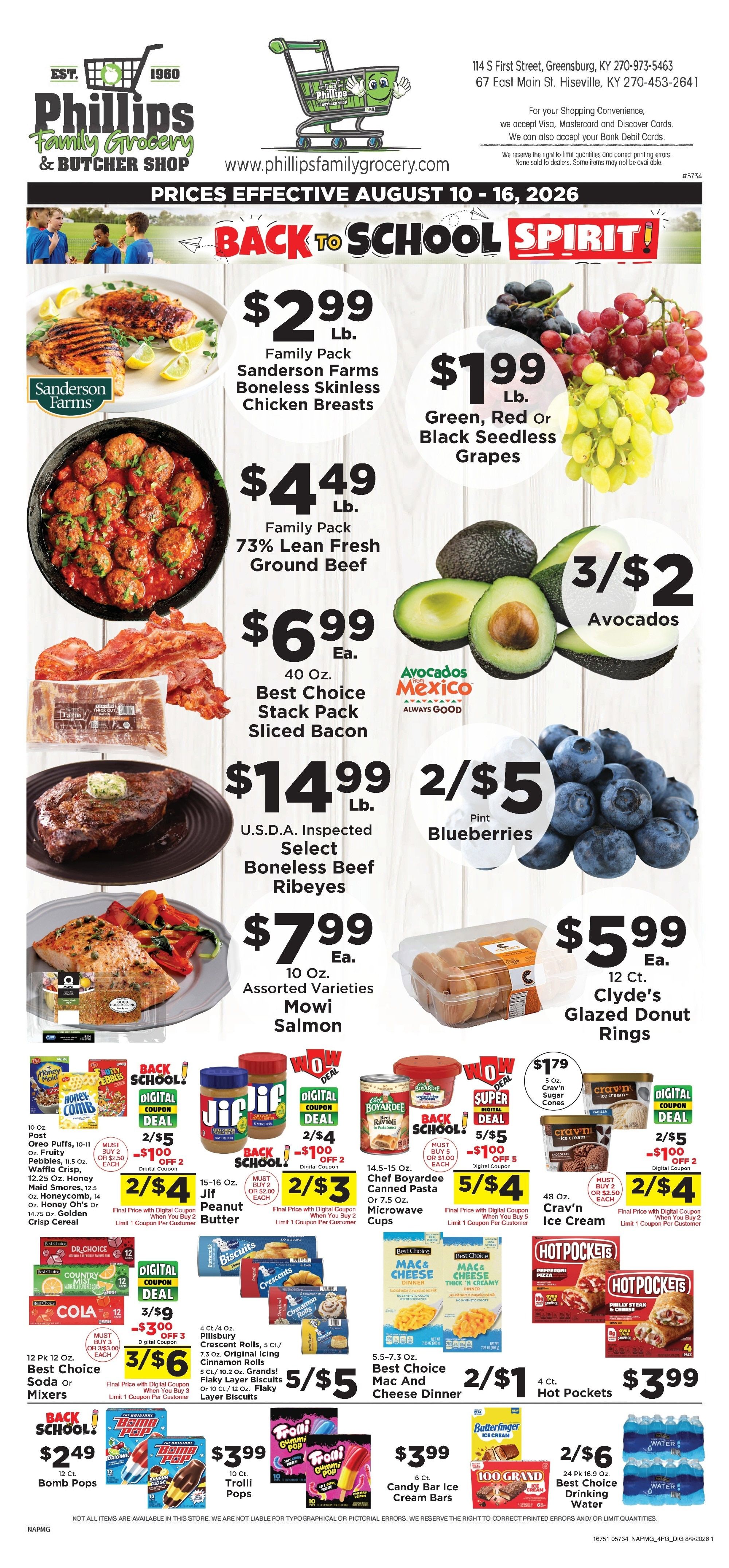 Phillips Family Grocery Weekly Ad August 10 - 16, 2026
