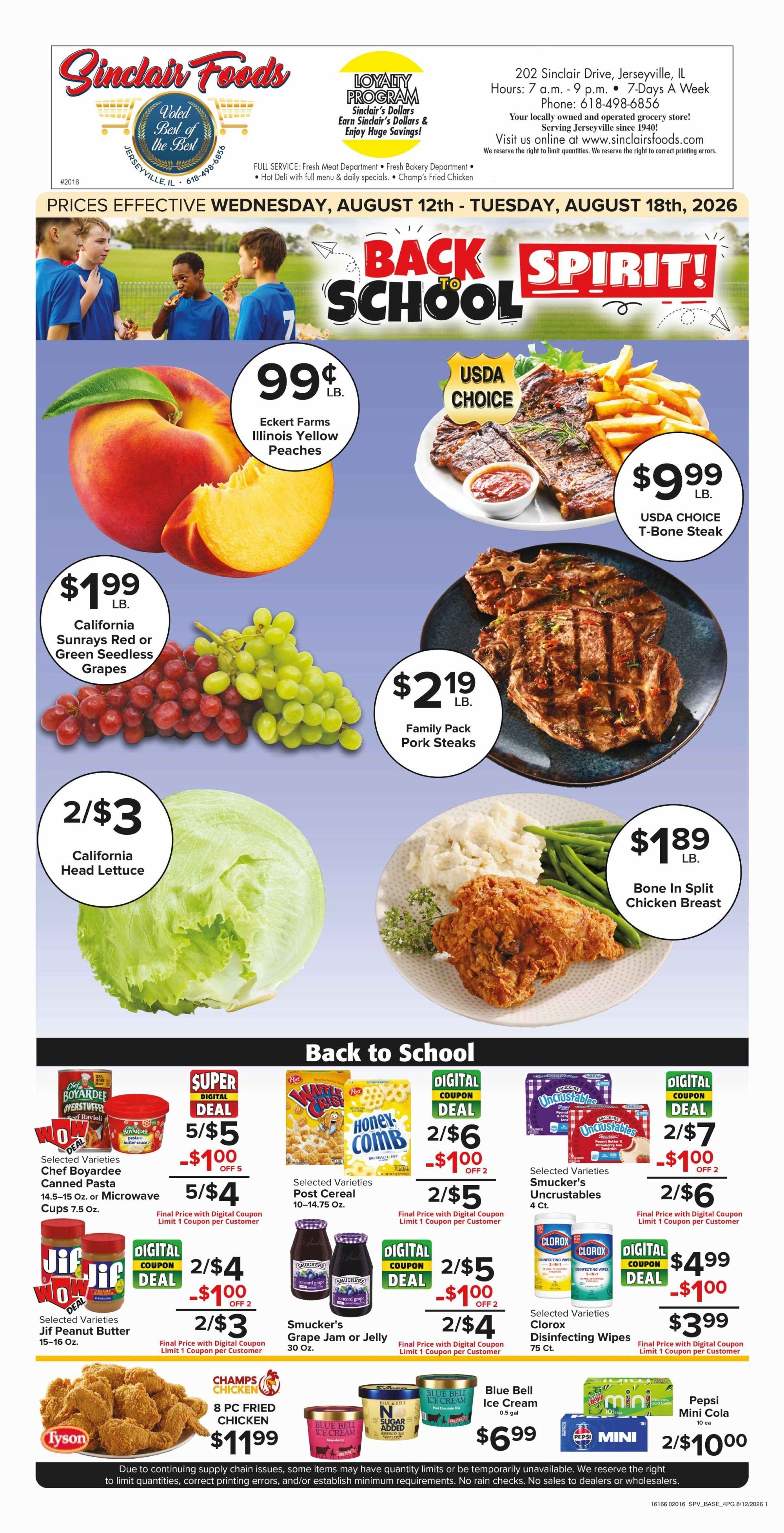 Sinclair Foods Weekly Ad August 12 - 18, 2026