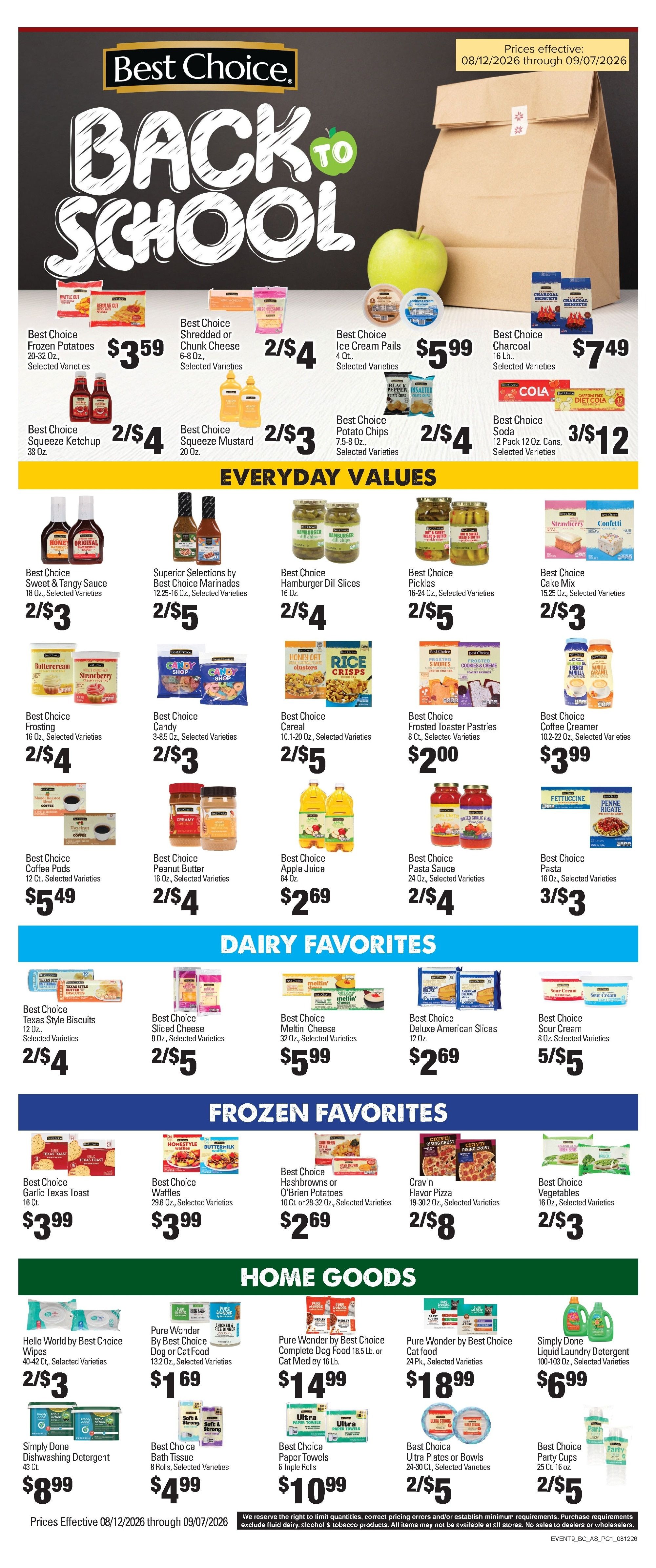 Steeleville Marketplace Supplemental Weekly Ad August 12 - September 7, 2026
