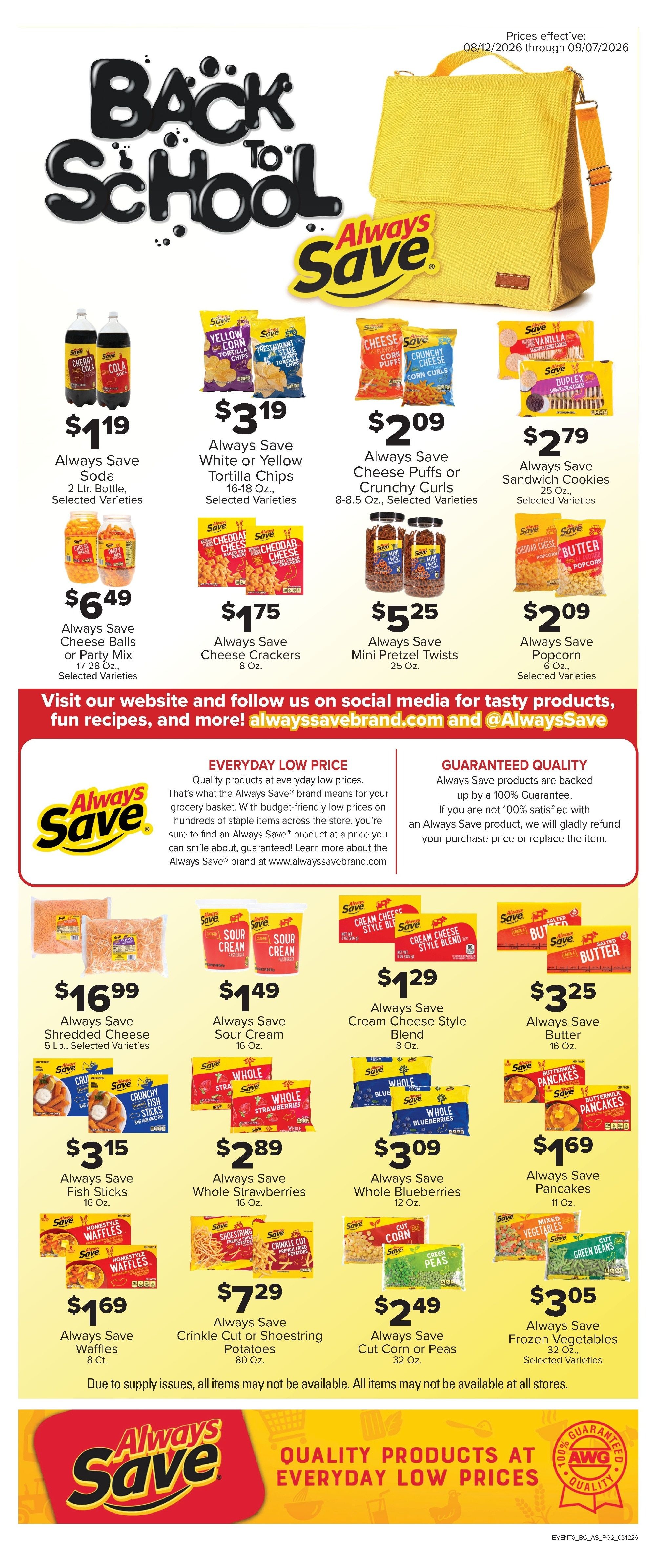 Steeleville Marketplace Supplemental Weekly Ad August 12 - September 7, 2026