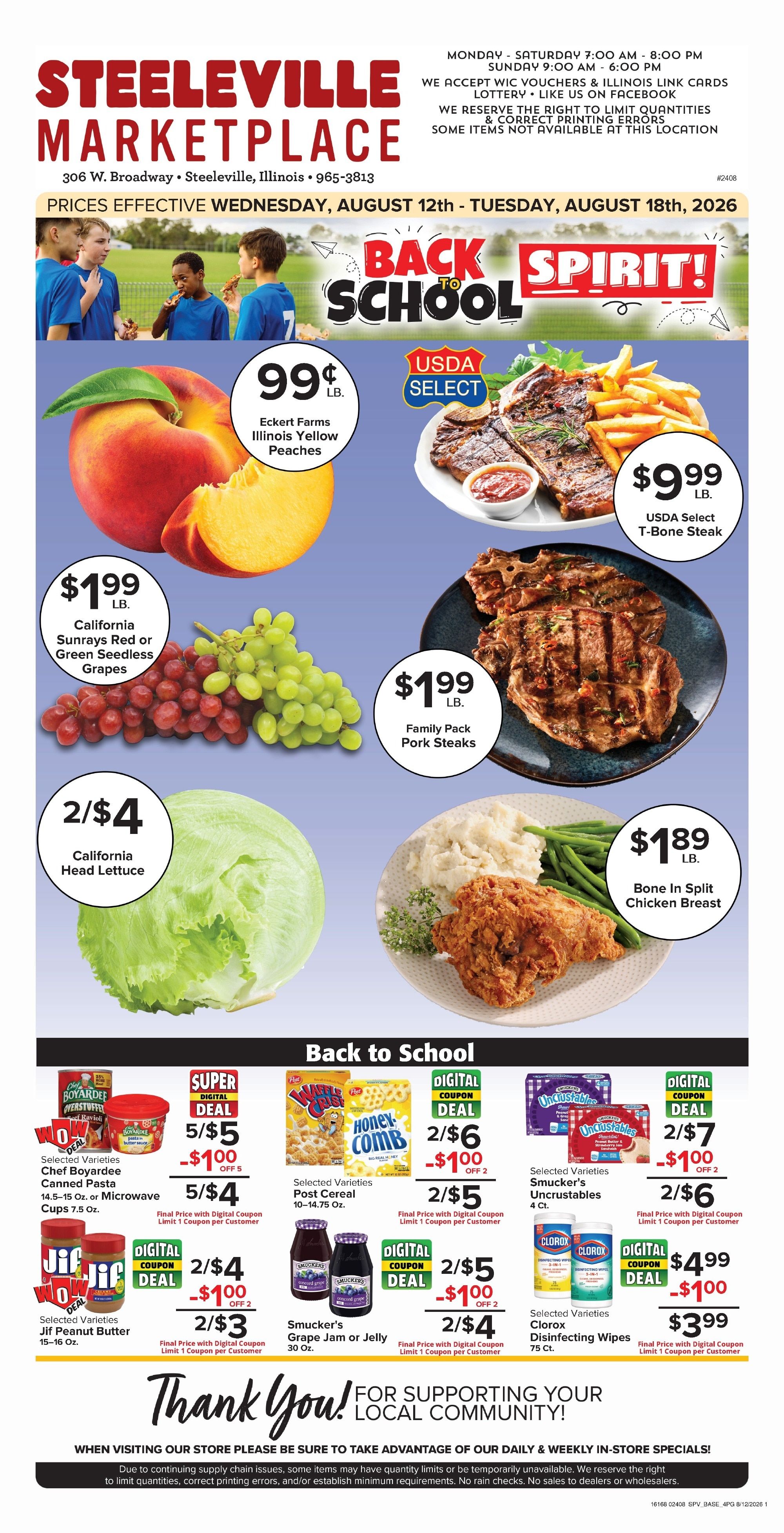 Steeleville Marketplace Weekly Ad August 12 - 19, 2026