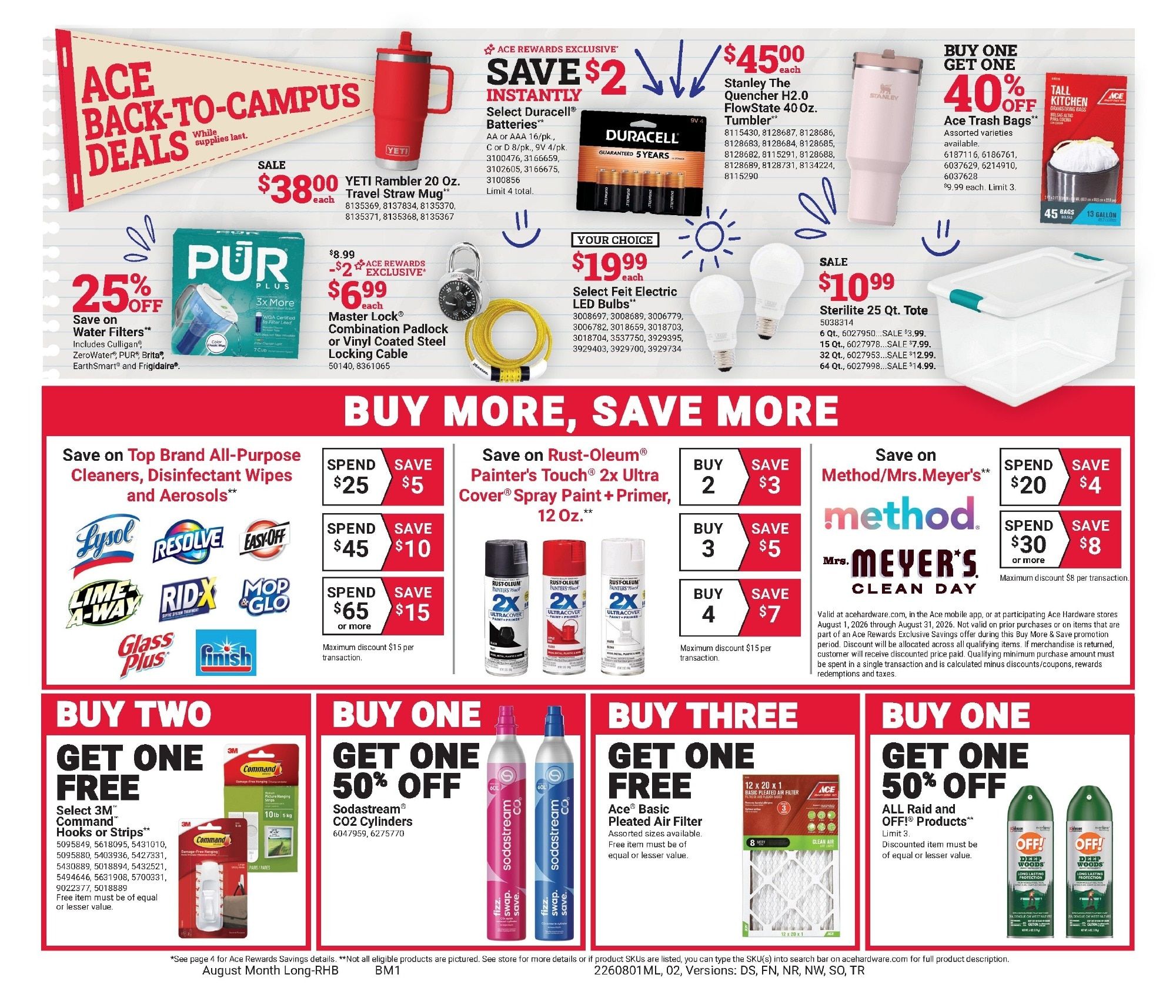 Price Cutter Ace Hardware Monthly Weekly Ad (Monett Only) Weekly Ad August 1 - 31, 2026