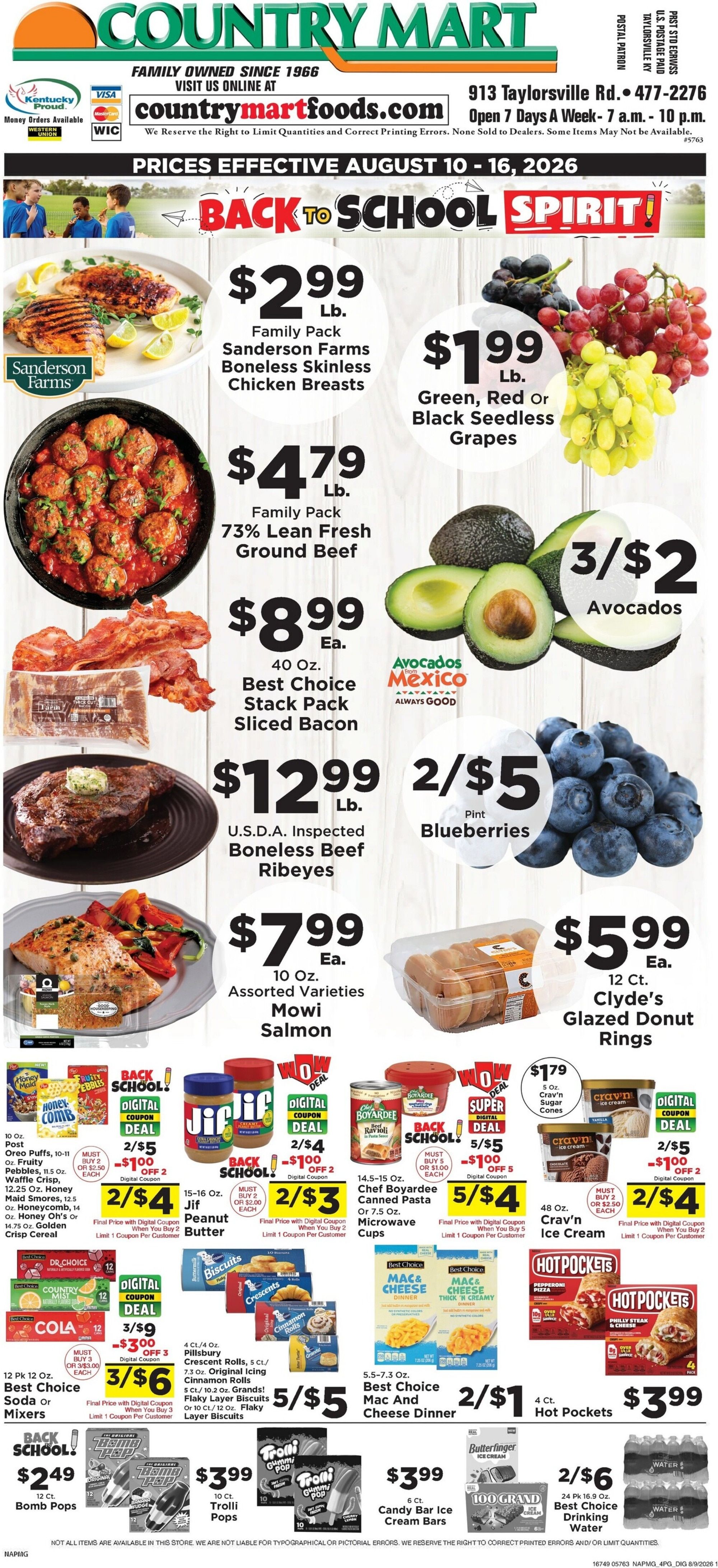Taylorsville Country Mart Weekly Ad August 10 - 16, 2026