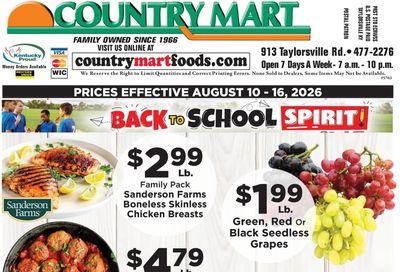 Taylorsville Country Mart Weekly Ad August 10 - 16, 2026