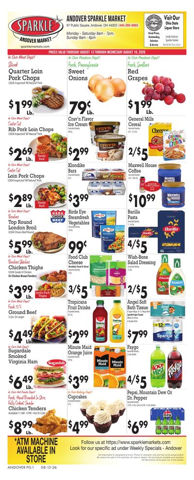Sparkle Market (Andover, OH) Weekly Ad August 13 - 19, 2026