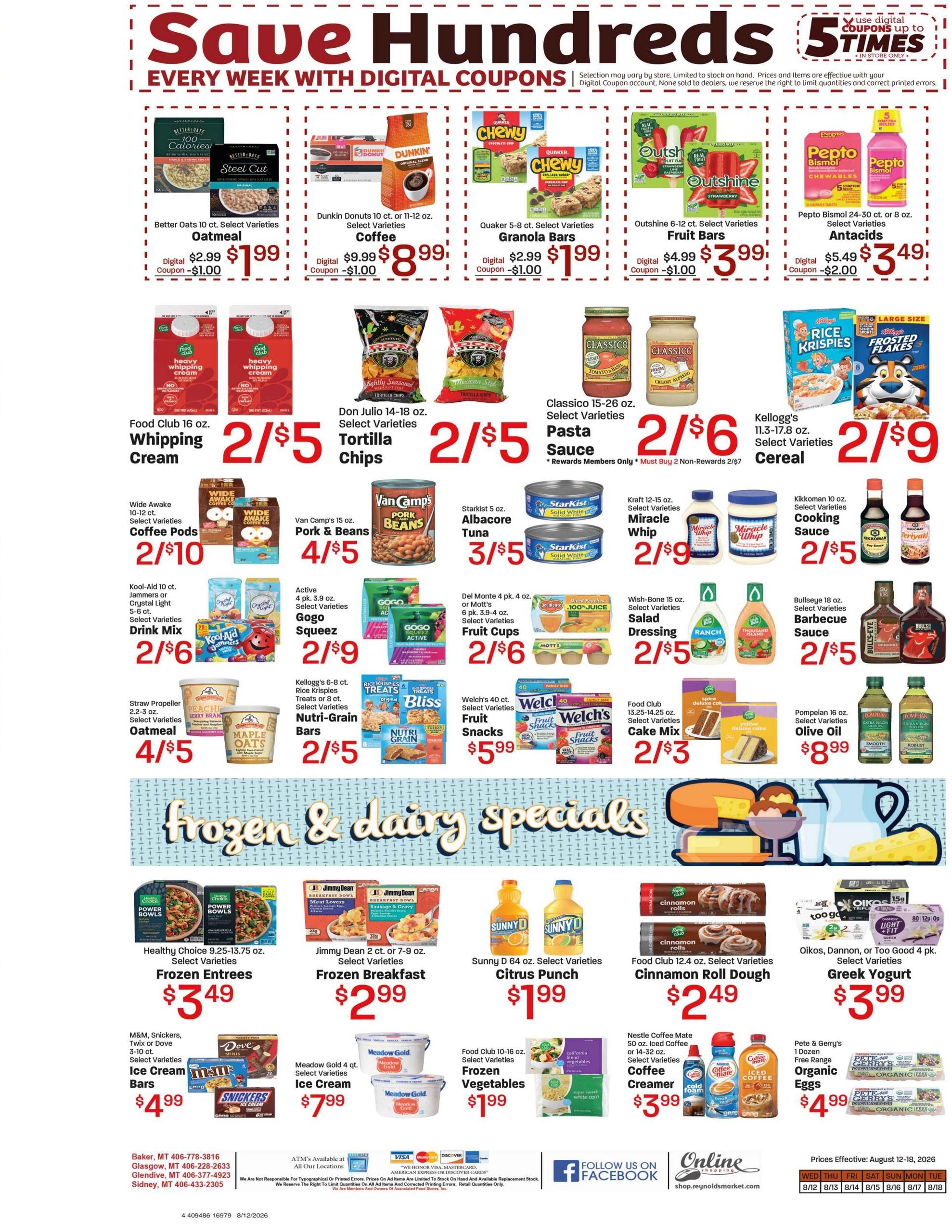 Reynold's Market (Baker Area, MT) Weekly Ad August 12 - 18, 2026