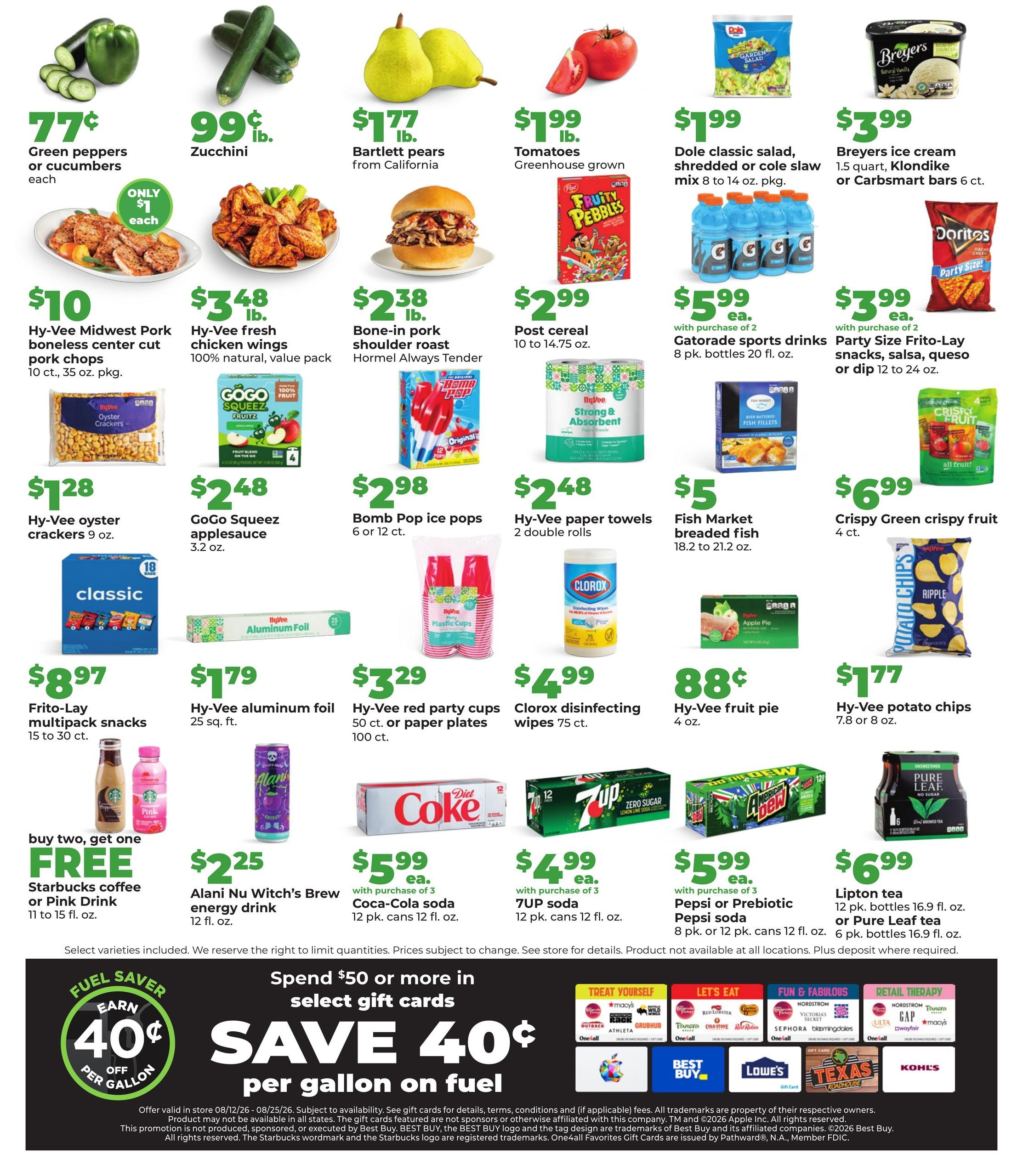 Hy-Vee (Cedar Falls Area, IA) Weekly Ad August 12 - 18, 2026