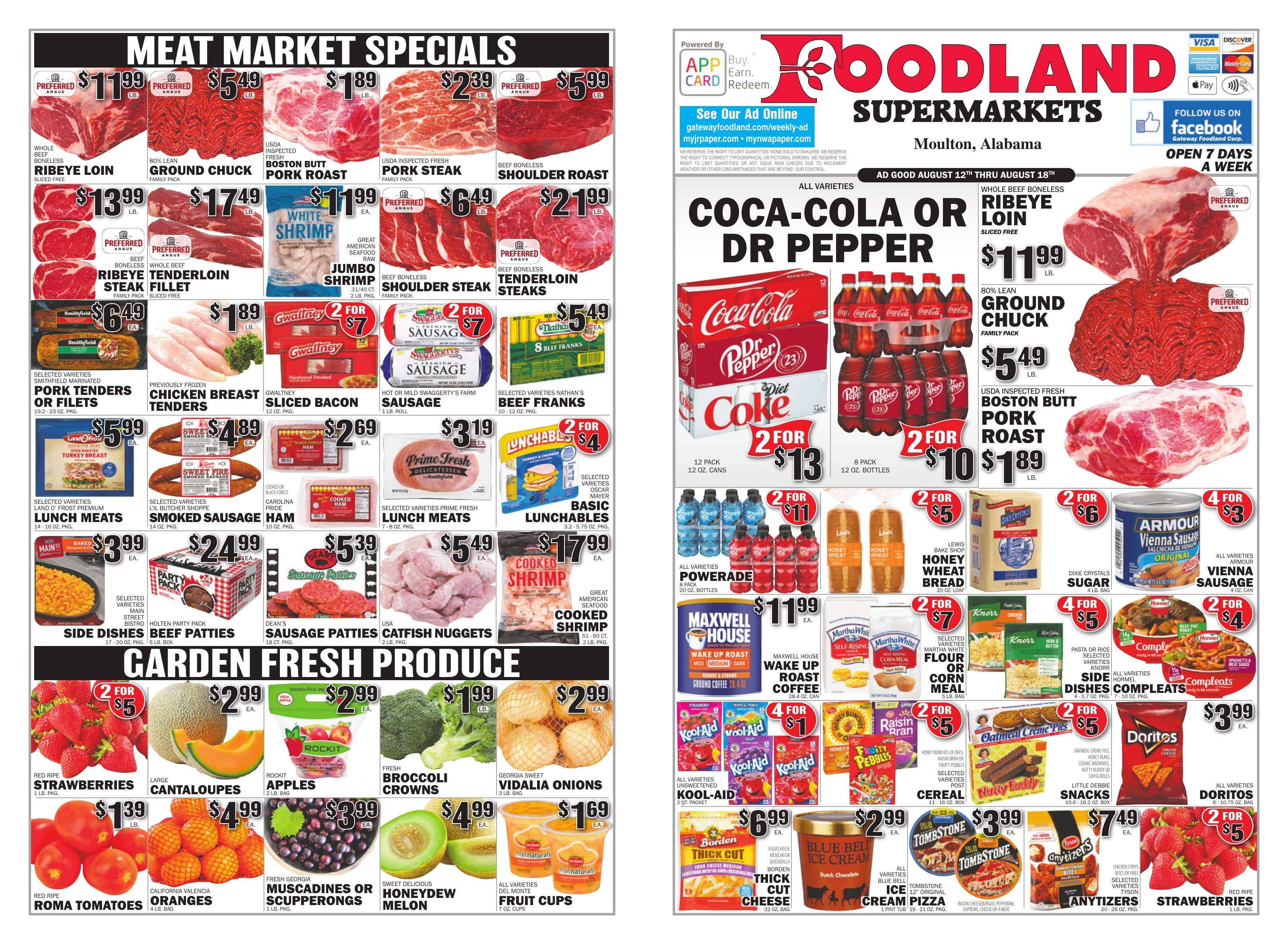 Gateway Foodland (Moulton, AL) Weekly Ad August 12 - 18, 2026