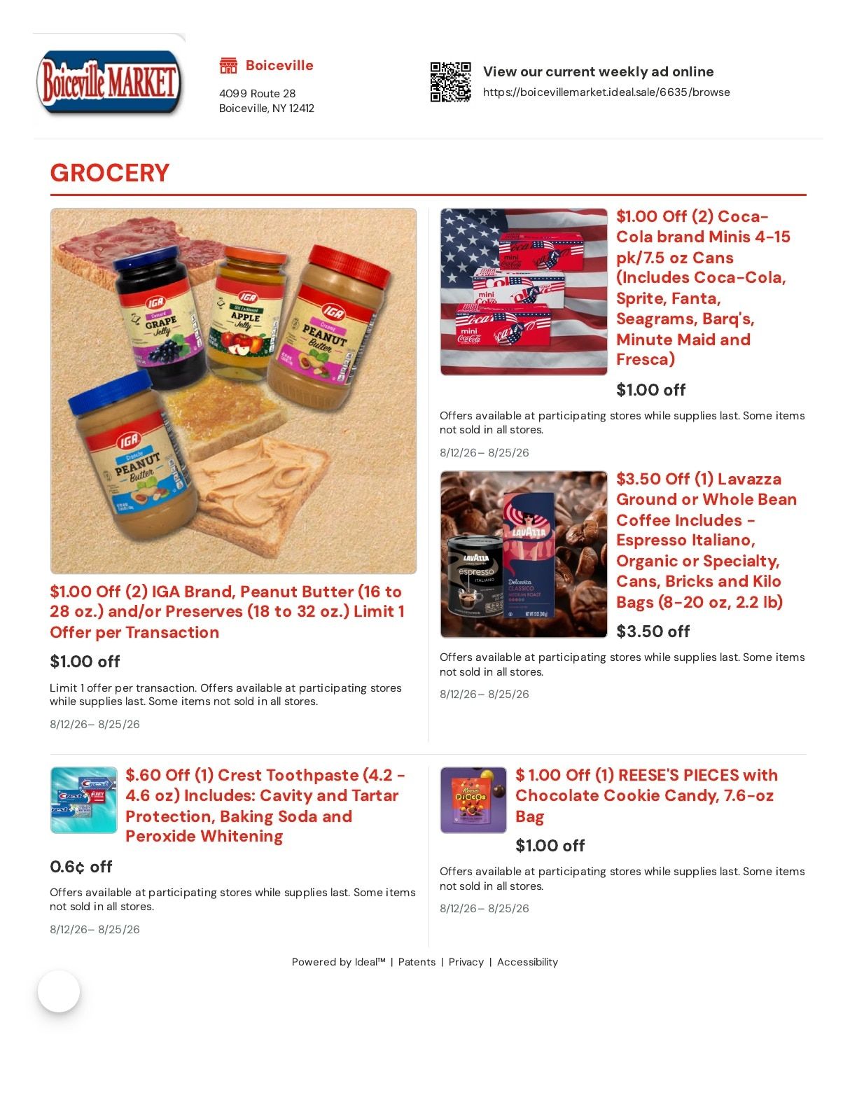 Boiceville Market IGA Weekly Ad August 12 - 25, 2026