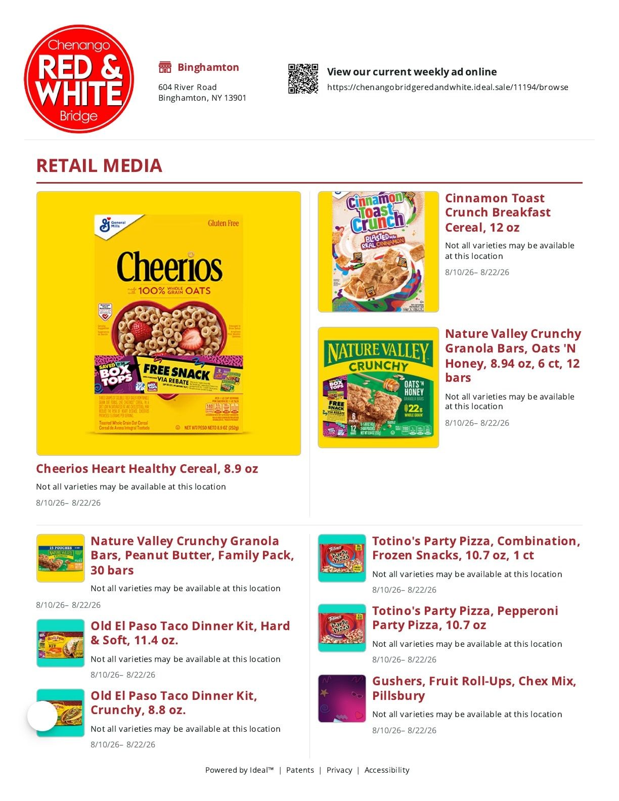 Chenango Bridge Red & White Weekly Ad August 10 - 22, 2026