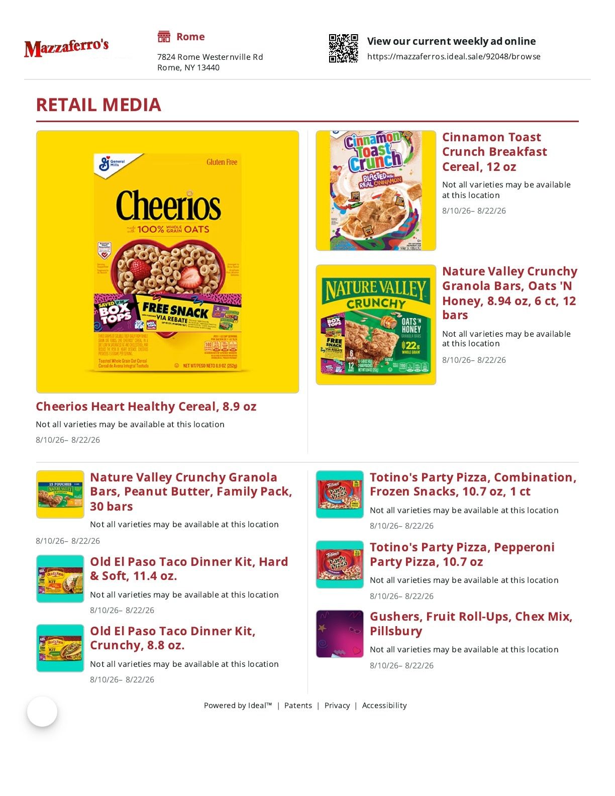 Mazzaferro's Meat & Deli Weekly Ad August 10 - 22, 2026