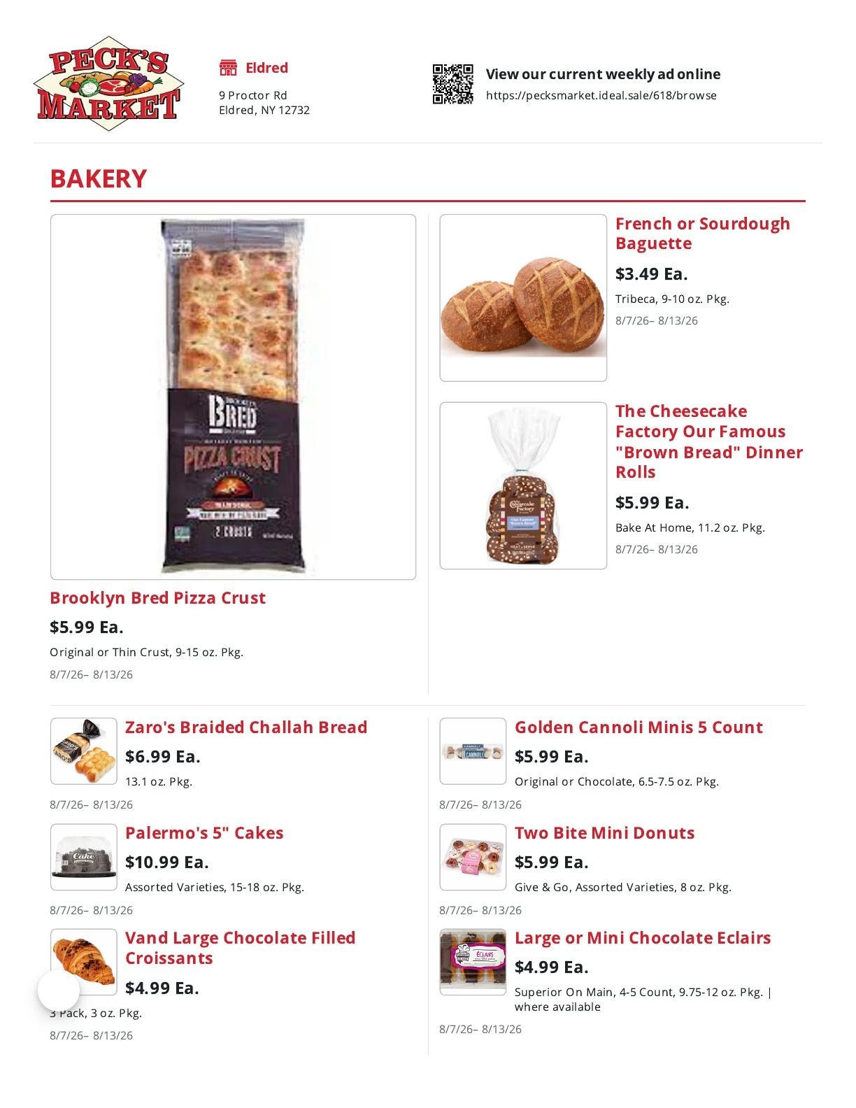 Peck's Market (Eldred, NY) Weekly Ad August 7 - 13, 2026