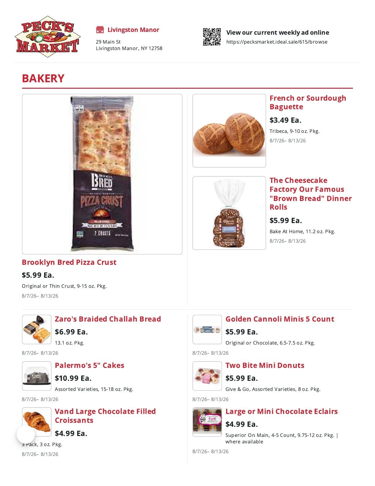 Peck's Market (Livingston Manor, NY) Weekly Ad August 7 - 13, 2026