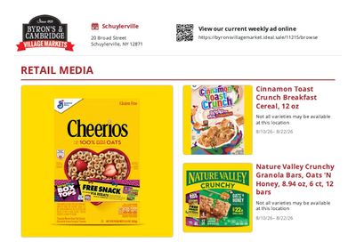 Byron's Village Market (Schuylerville, NY) Weekly Ad August 10 - 22, 2026